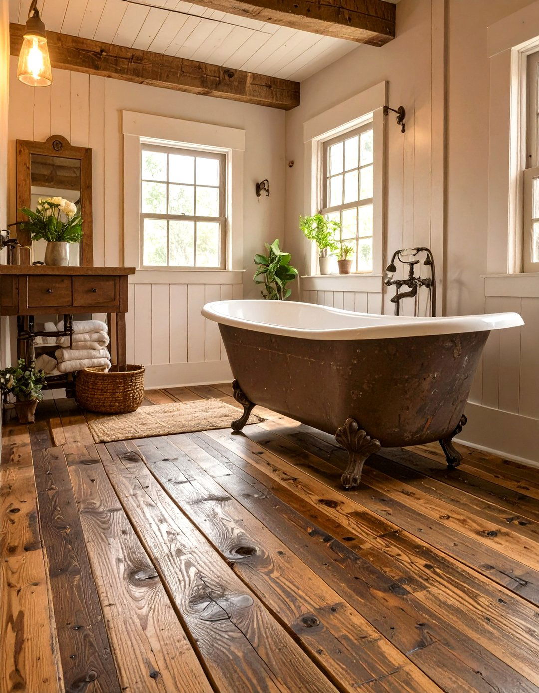 Reclaimed Wood Bathroom Floor - 30 bathroom floor ideas