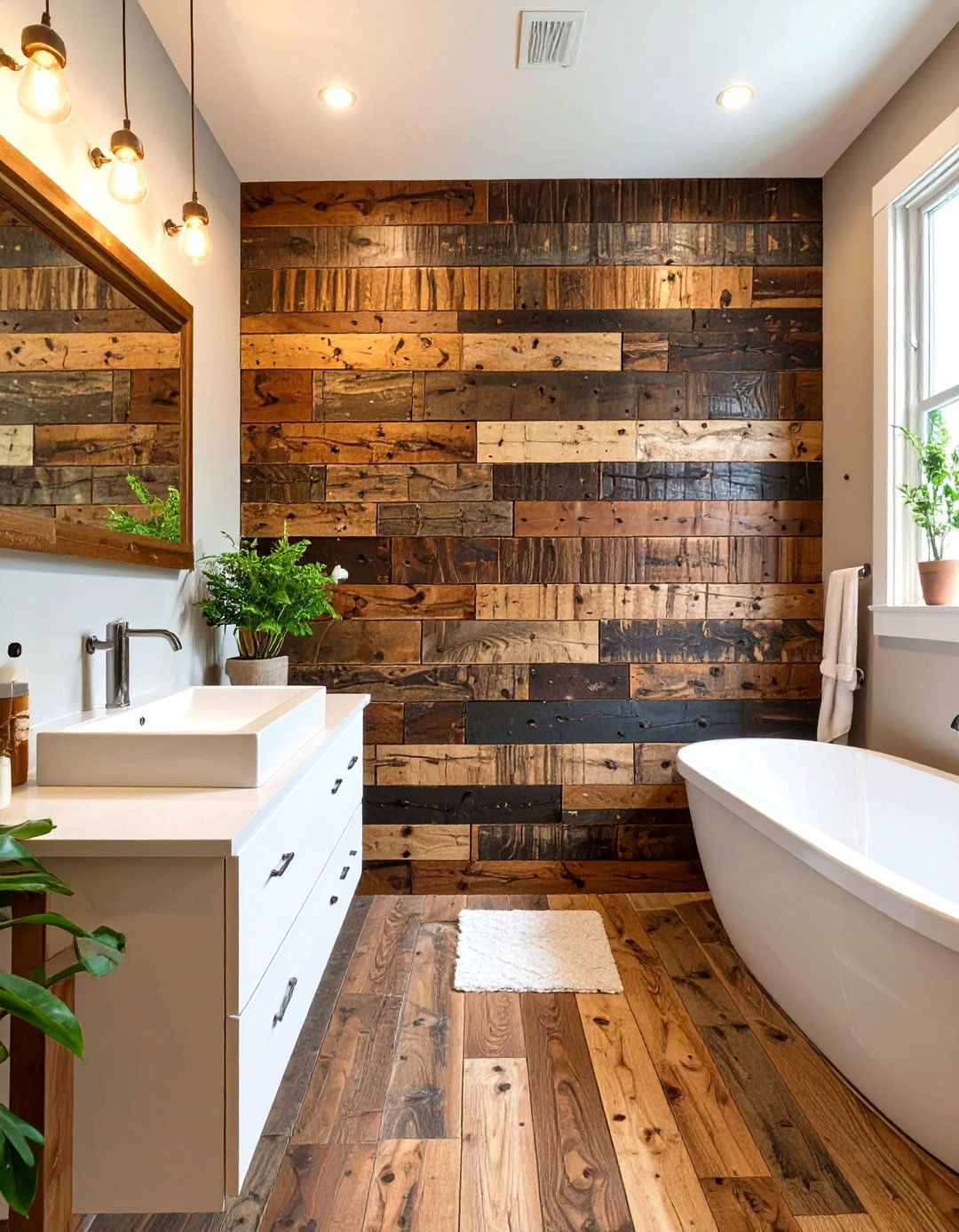 Reclaimed Wood Bathroom Walls - 30 bathroom wall ideas