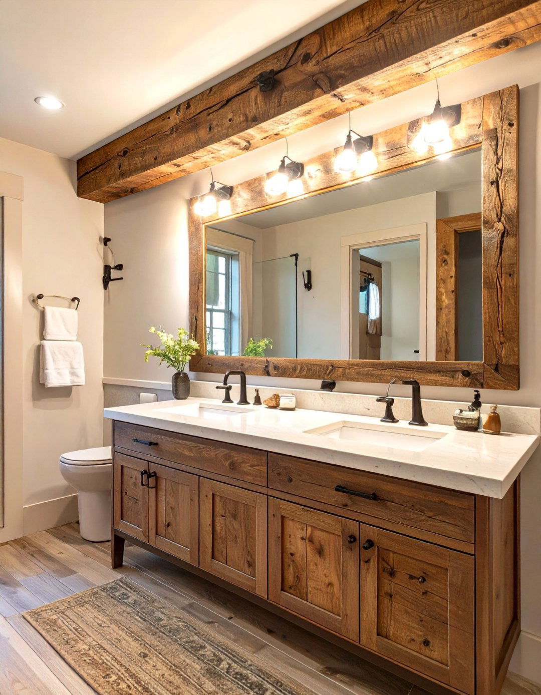 Reclaimed Wood Beam Bathroom Lighting - 30 bathroom lighting ideas over mirror