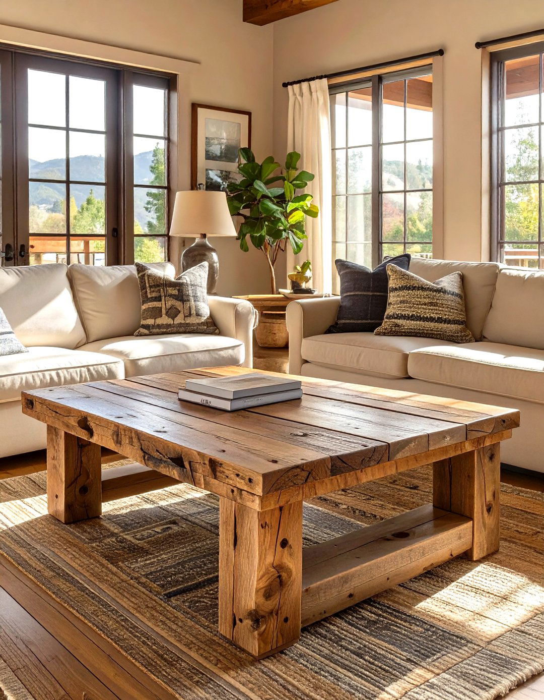Reclaimed Wood Coffee Table - 30 western living room ideas