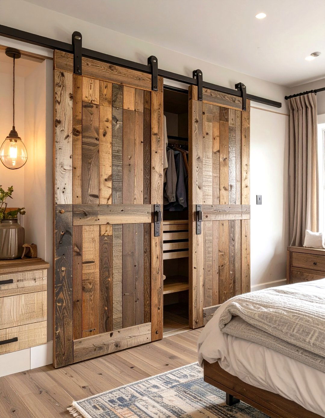 Reclaimed Wood Doors - 30 closet door ideas for bedroom