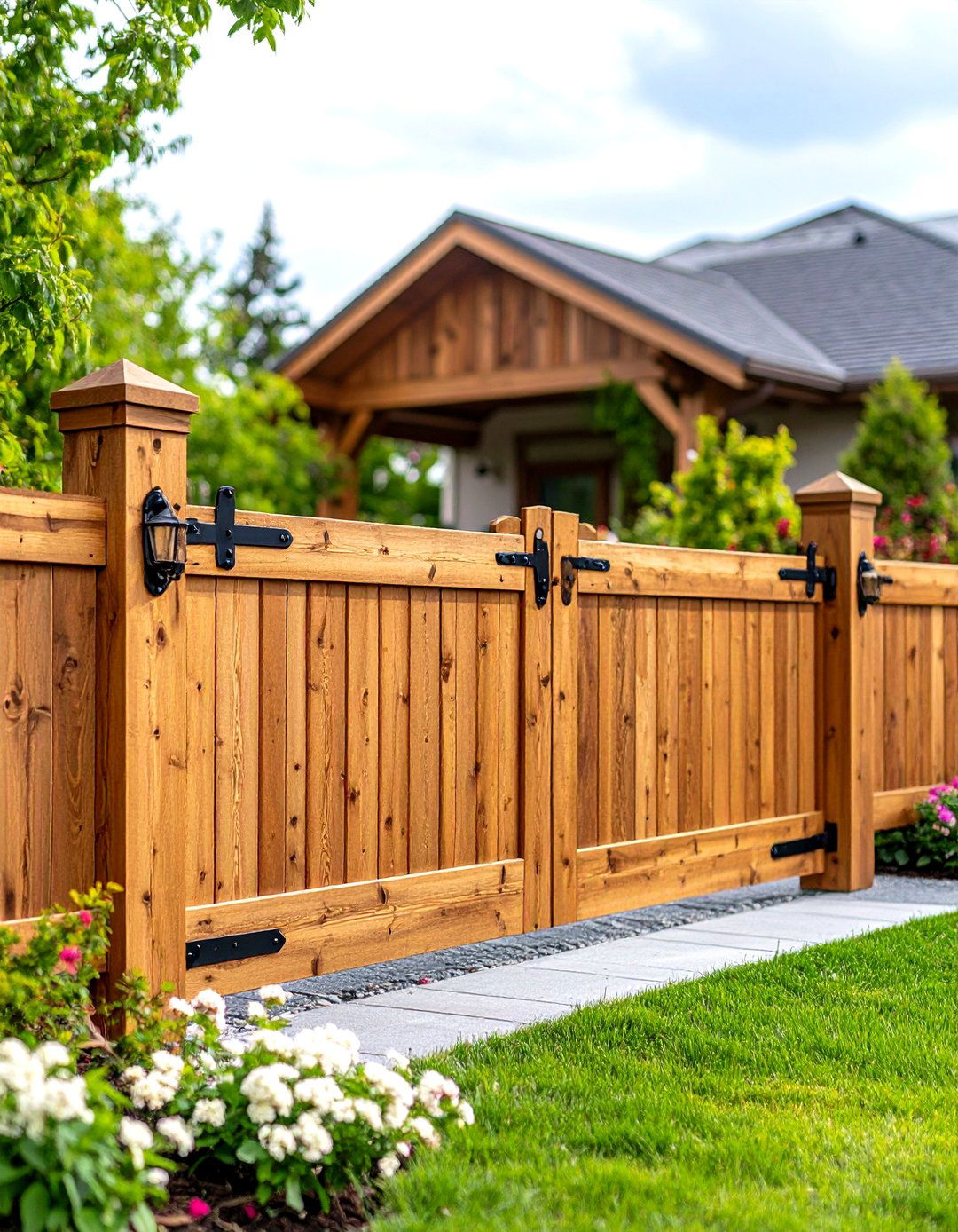 Reclaimed Wood Fence with a Barn Door Gate - 30 front yard fence ideas with gate