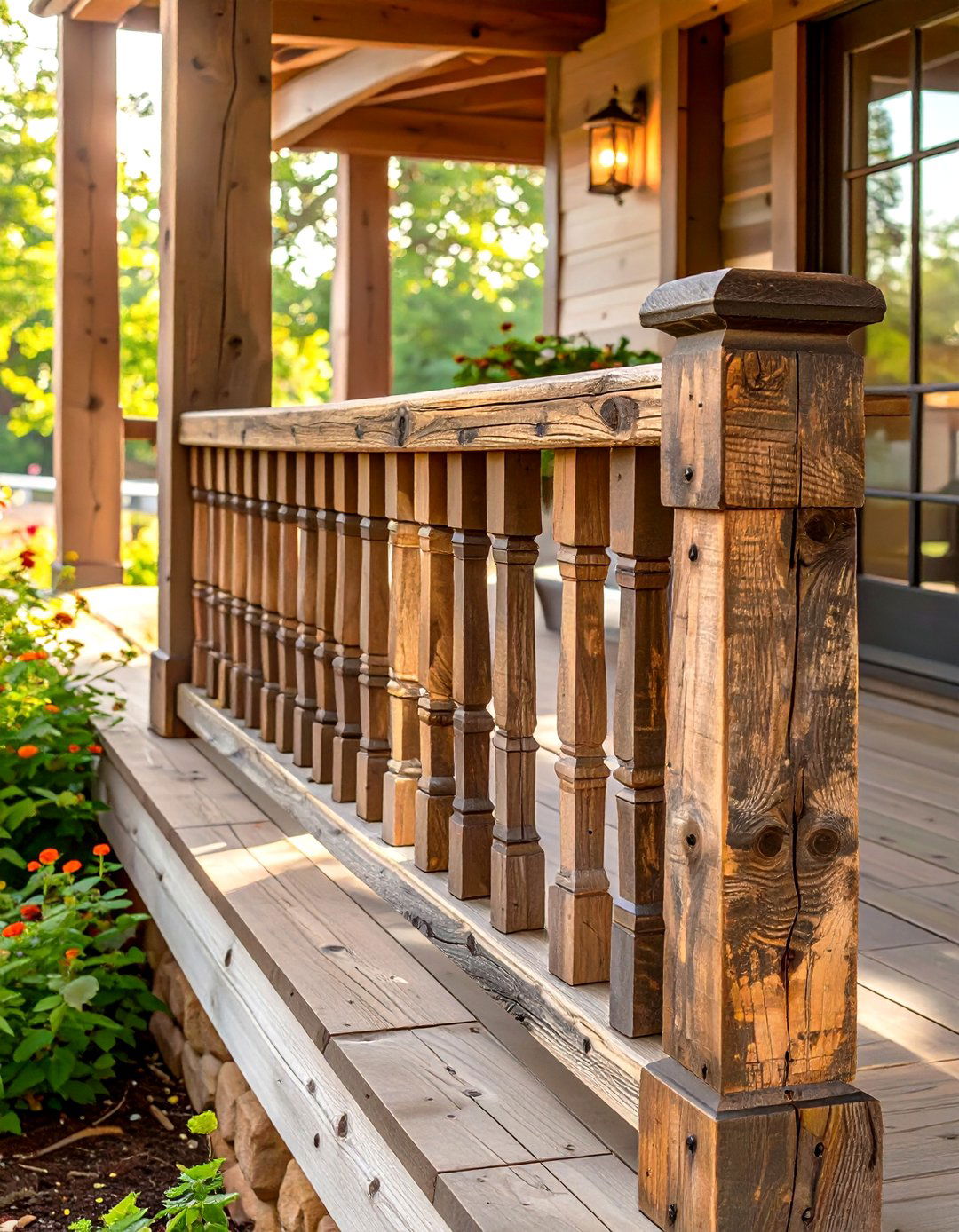 Reclaimed Wood Front Porch Railing - 30 wood front porch railing ideas