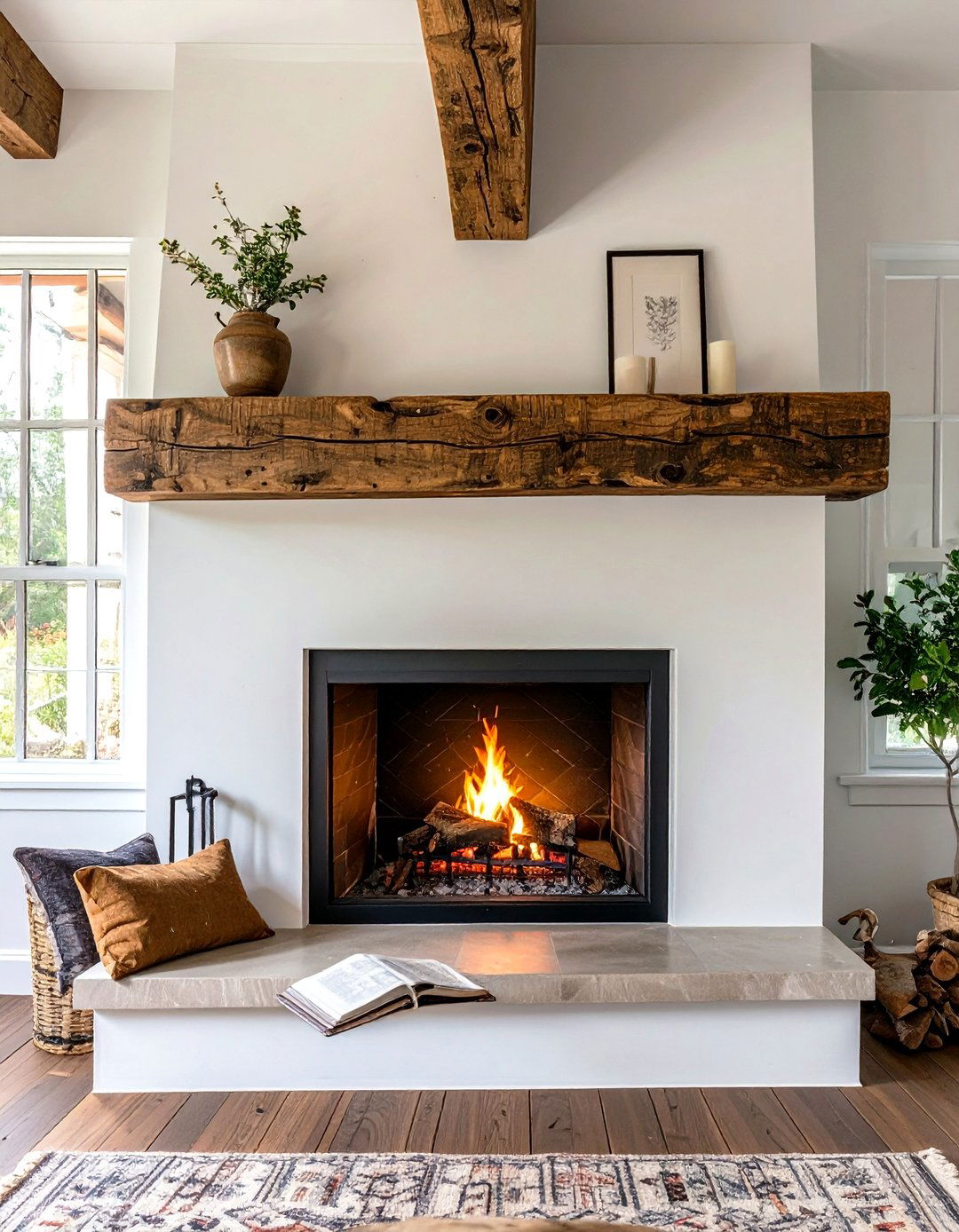 Reclaimed Wood Mantel Fireplace - 30 small living room fireplace ideas
