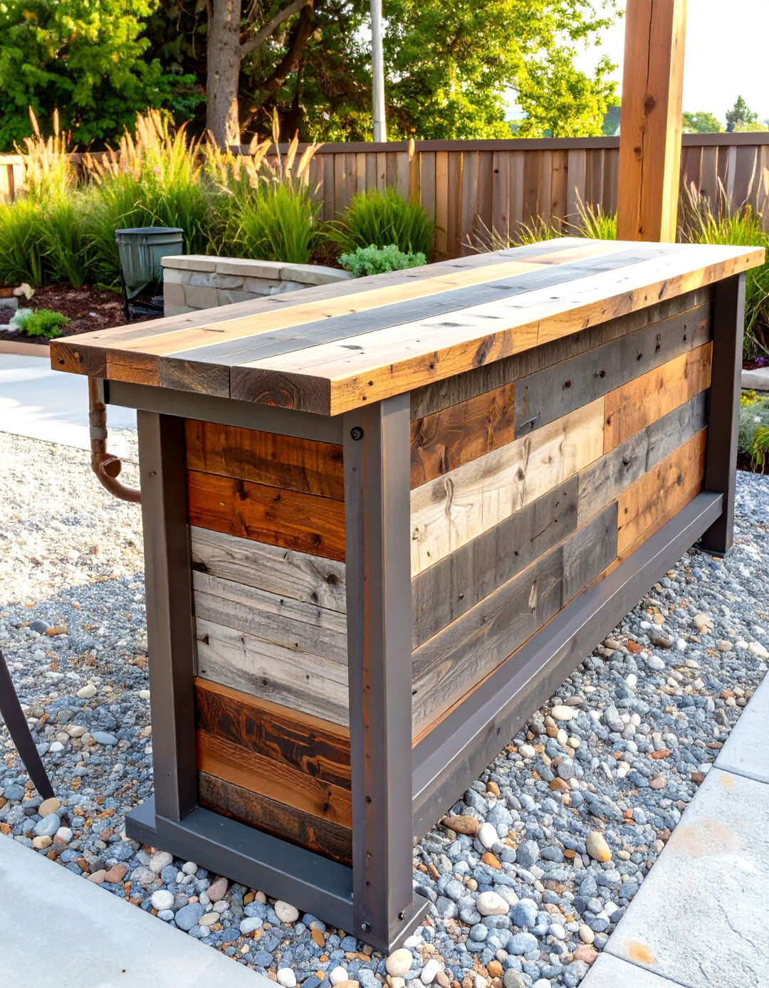 Reclaimed Wood Outdoor Bar Top - 30 outdoor bar top ideas