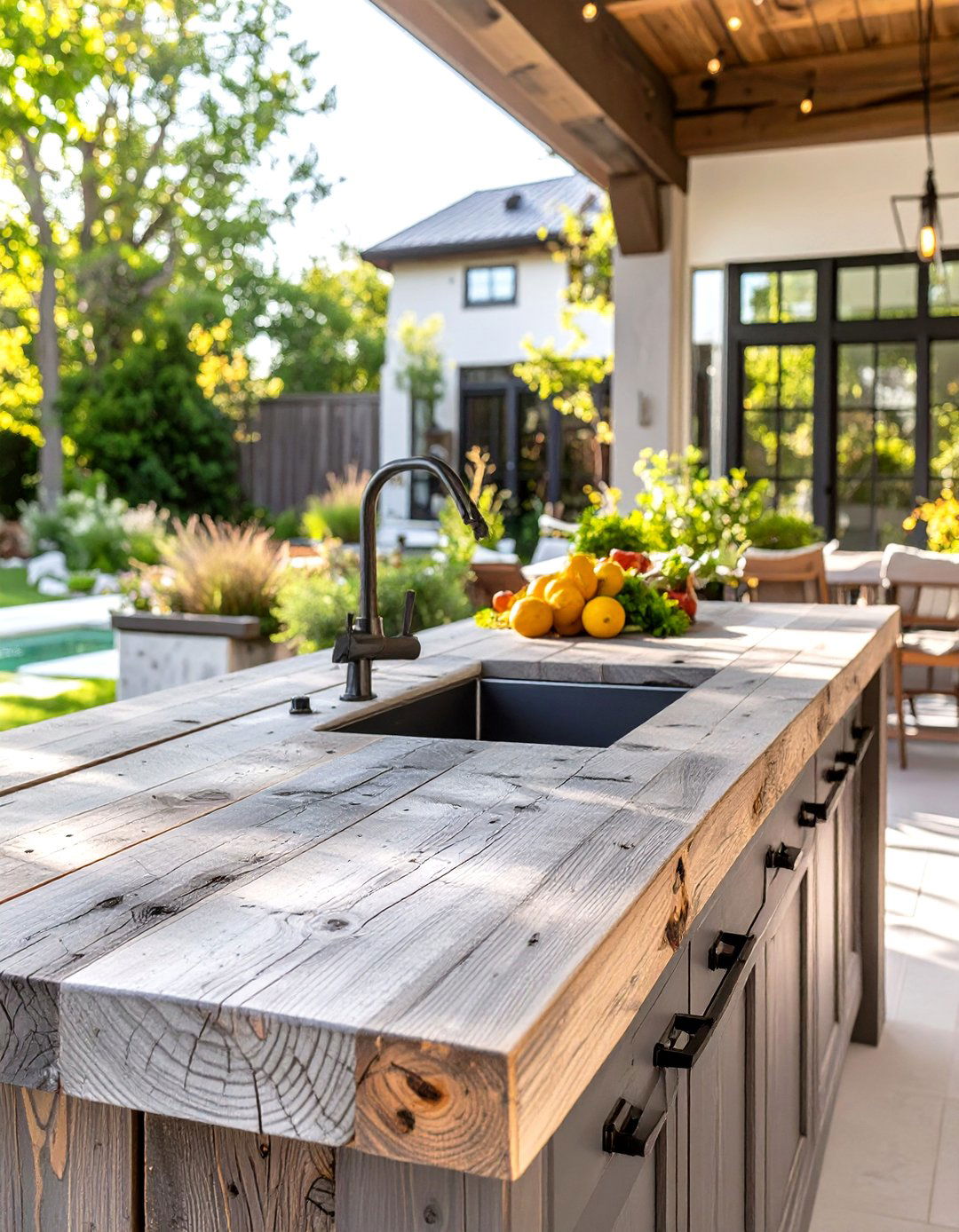 Reclaimed Wood Outdoor Kitchen Countertops - 30 outdoor kitchen countertop ideas
