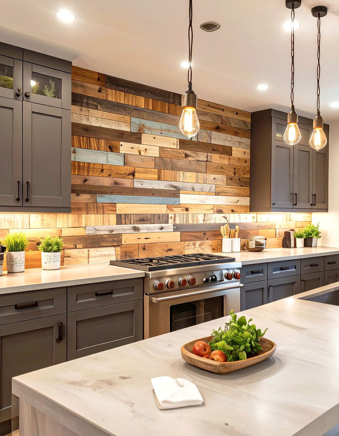 Reclaimed Wood Pallet Backsplash - 30 cheap backsplash ideas