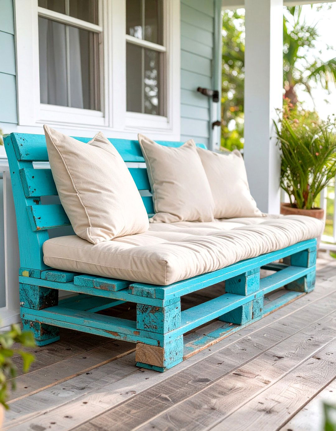Reclaimed Wood Pallet Deck Bench - 30 deck bench ideas