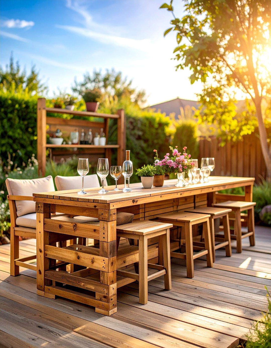 Reclaimed Wood Pallet Patio Bar - 30 patio bar ideas