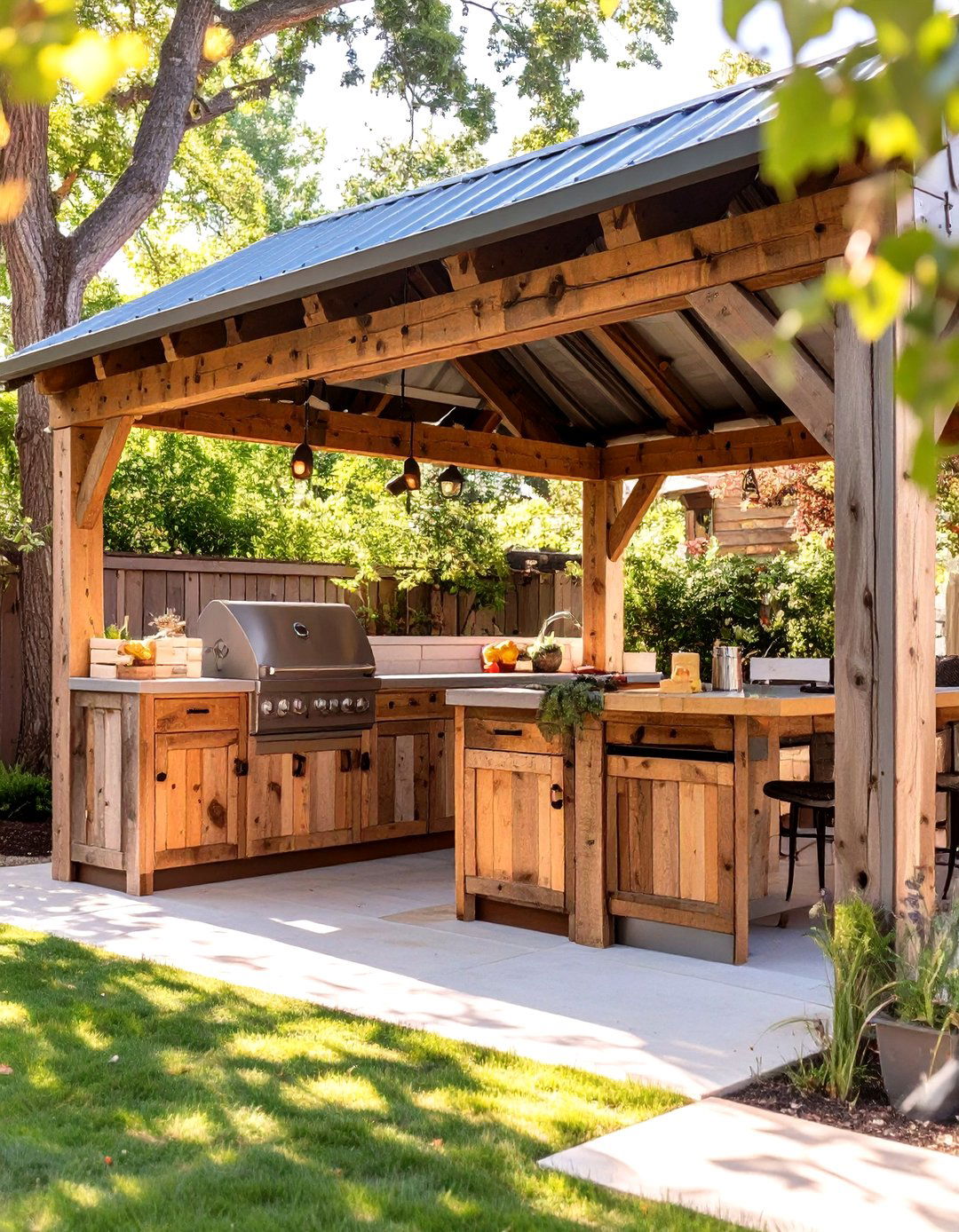 Reclaimed Wood Small Covered Outdoor Kitchen - 30 small covered outdoor kitchen ideas