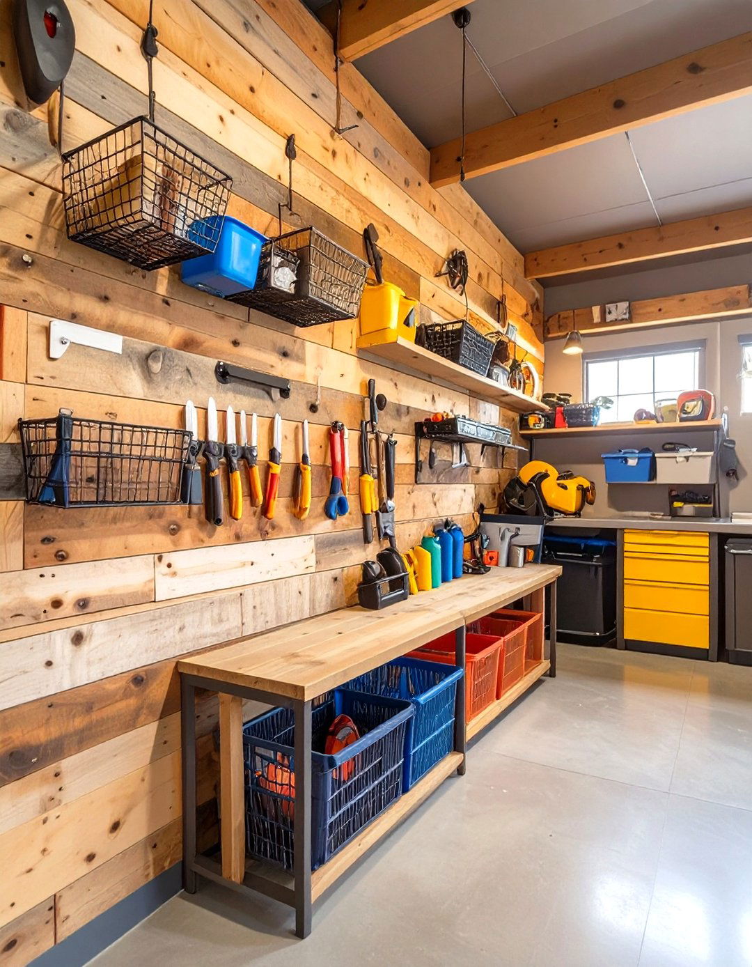 Reclaimed Wood Storage Wall - 30 wood garage storage ideas
