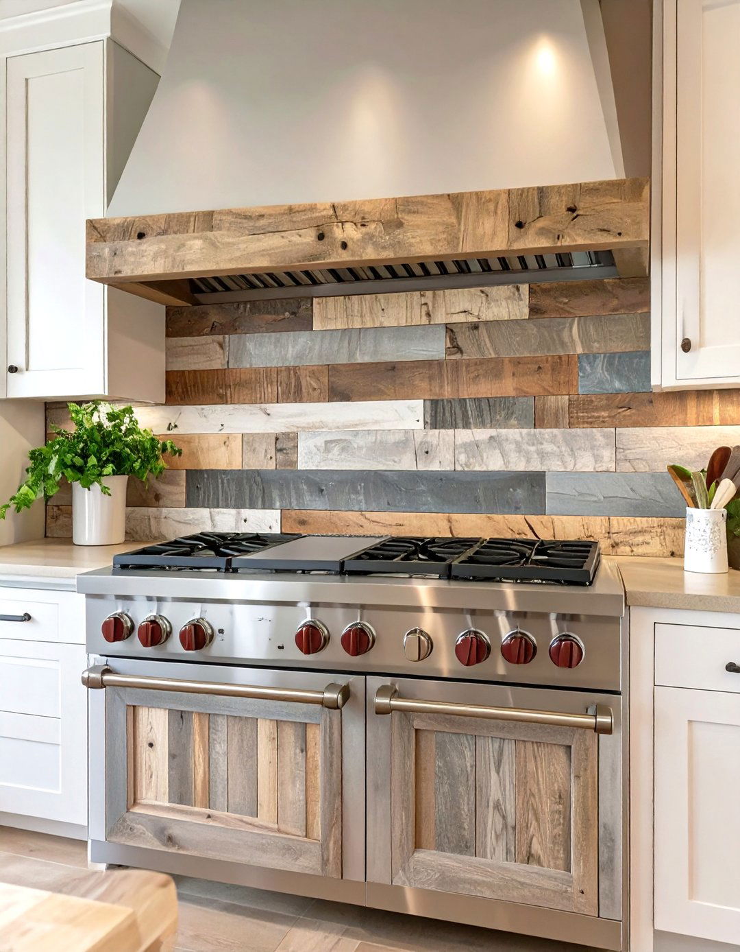 Reclaimed Wood Stove Backsplash - 30 stove backsplash ideas