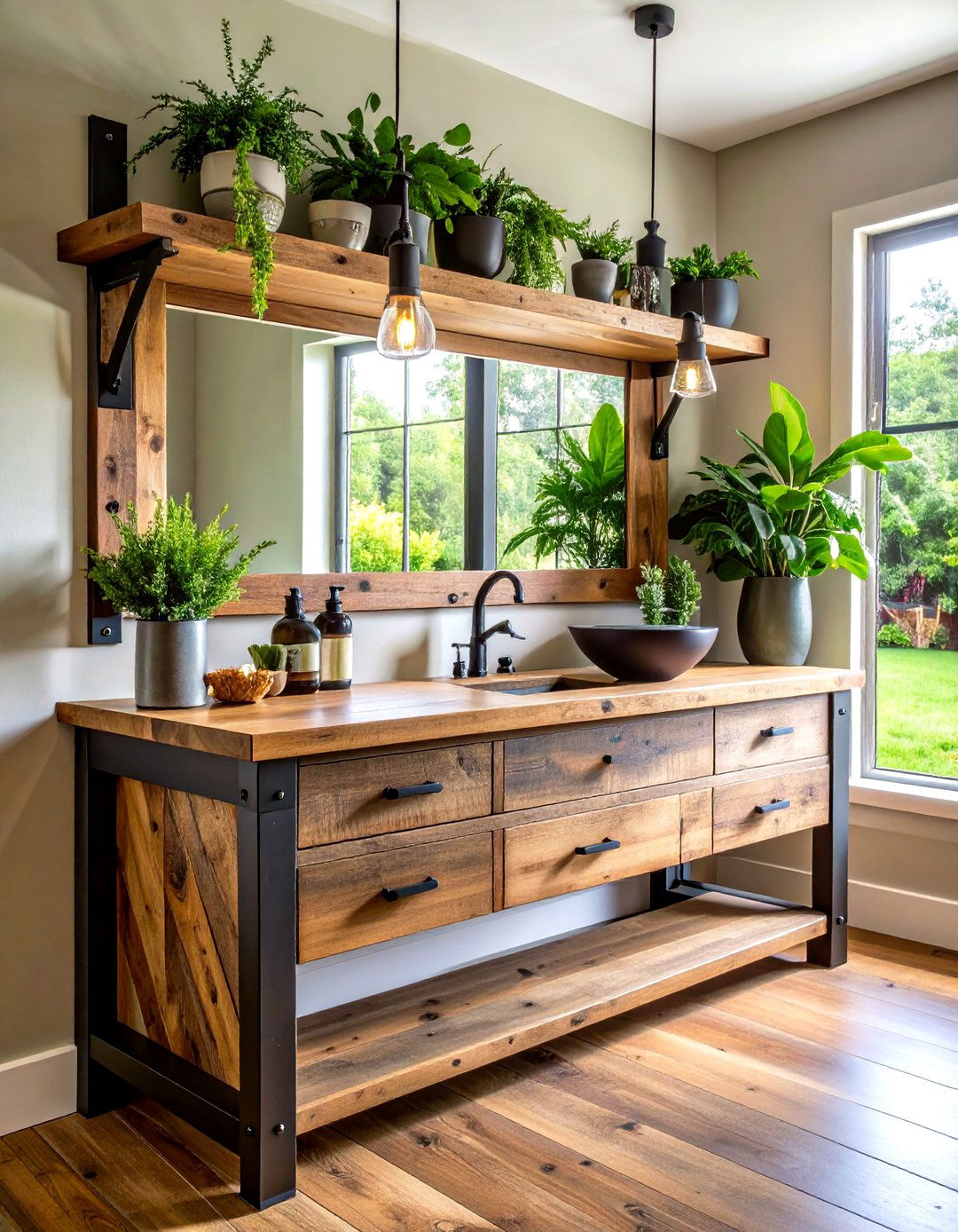 Reclaimed Wood Vanity Shelf - 30 diy vanity ideas