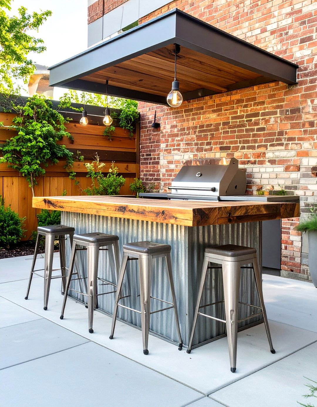 Reclaimed Wood and Corrugated Metal BBQ Bar - 30 outdoor bbq ideas