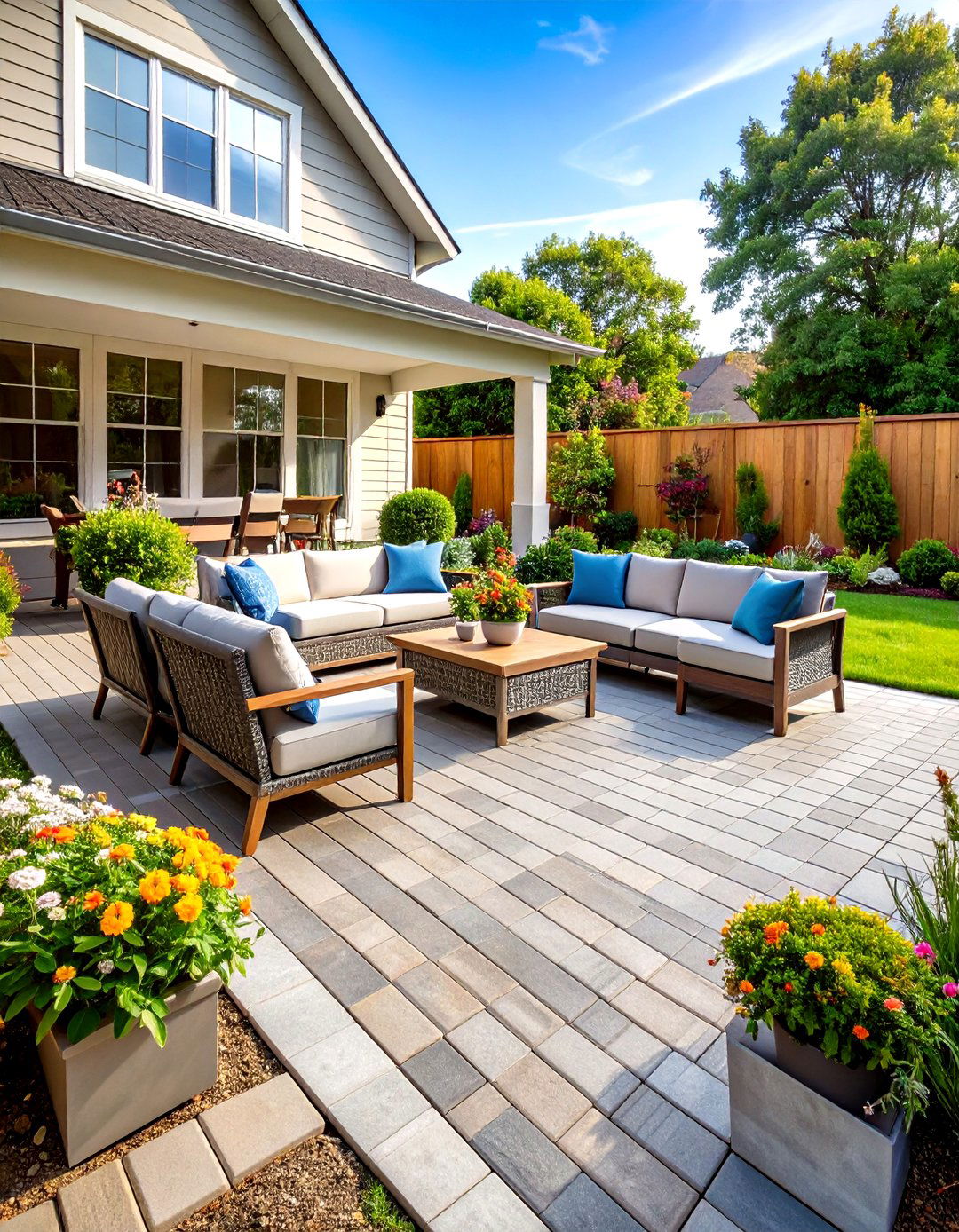 Rectangular Patio with Diagonal Paver Pattern - 30 patio layout ideas rectangle
