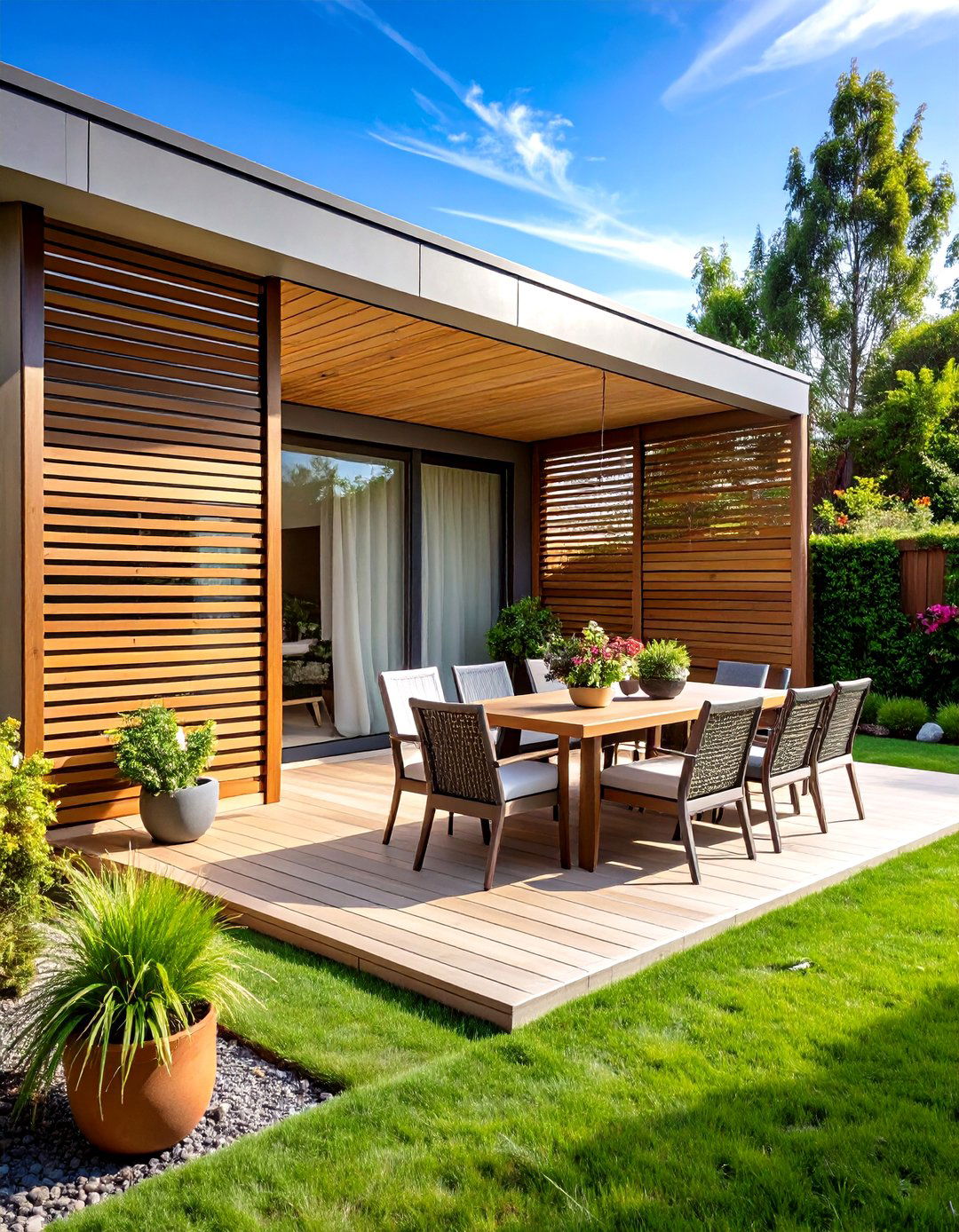Rectangular Patio with Privacy Screens - 30 patio layout ideas rectangle