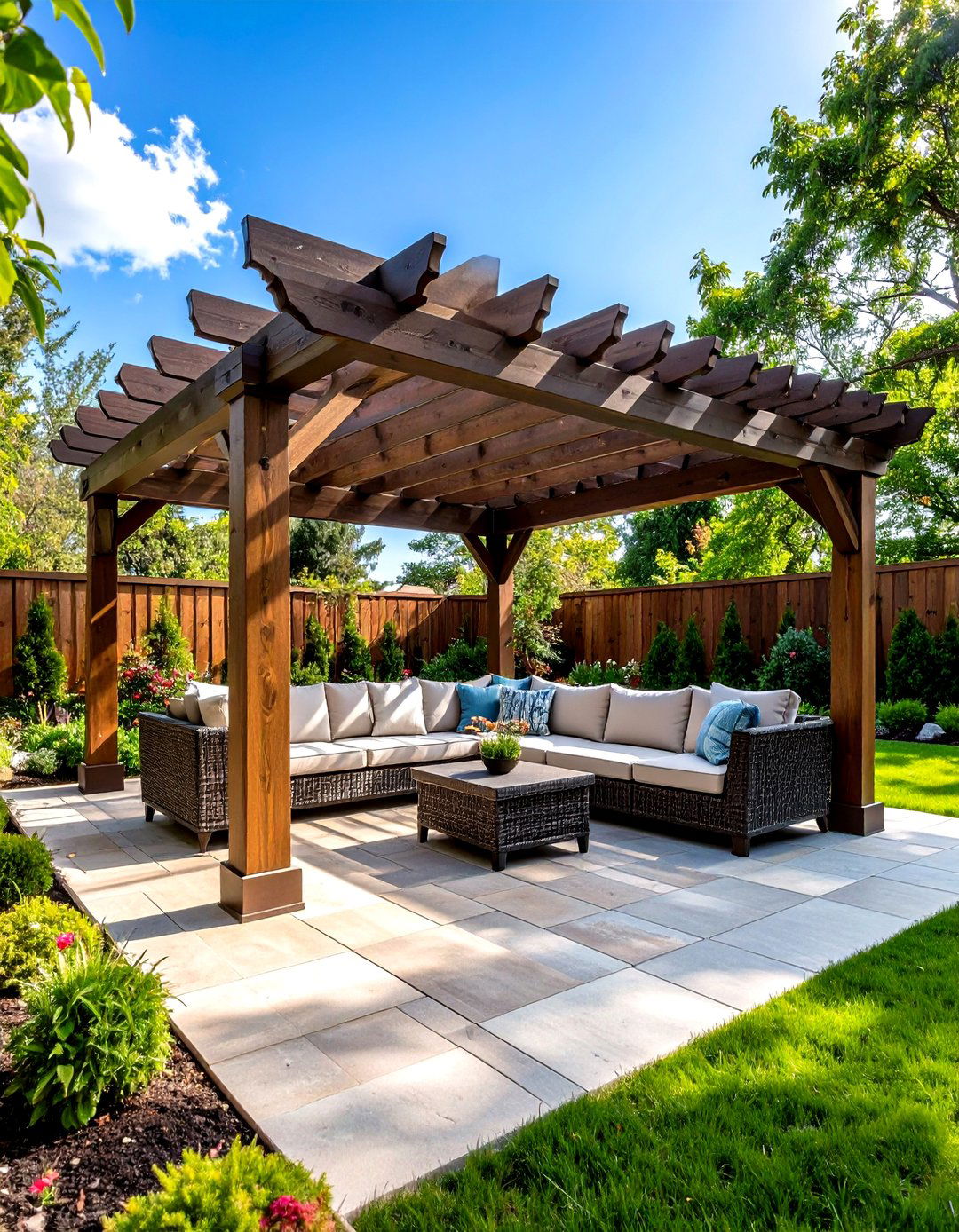 Rectangular Patio with a Pergola - 30 patio layout ideas rectangle