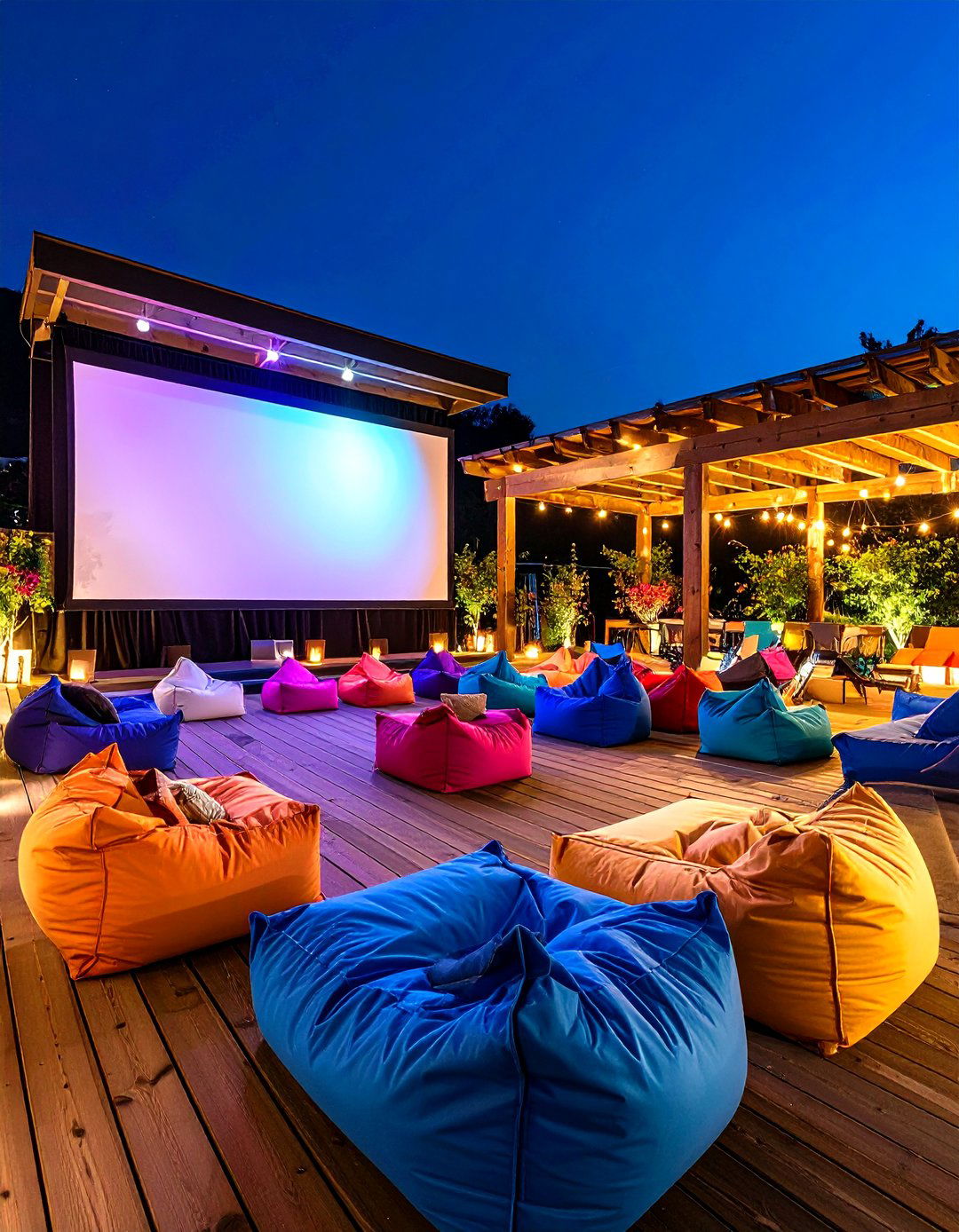 Rectangular Patio with a Projection Screen - 30 patio layout ideas rectangle