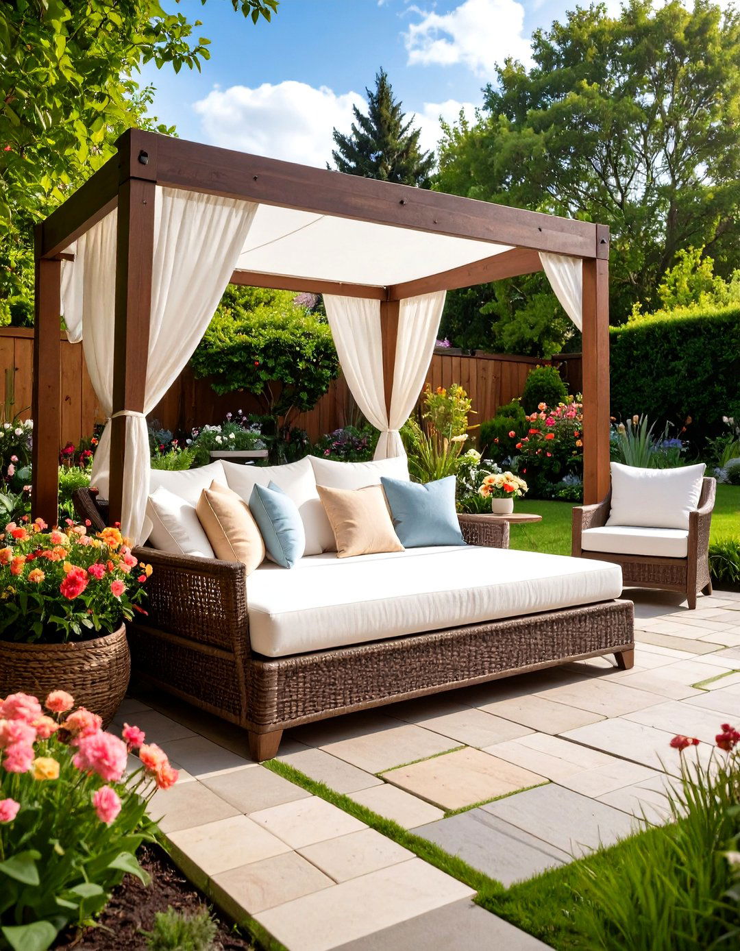 Rectangular Patio with an Outdoor Daybed - 30 patio layout ideas rectangle