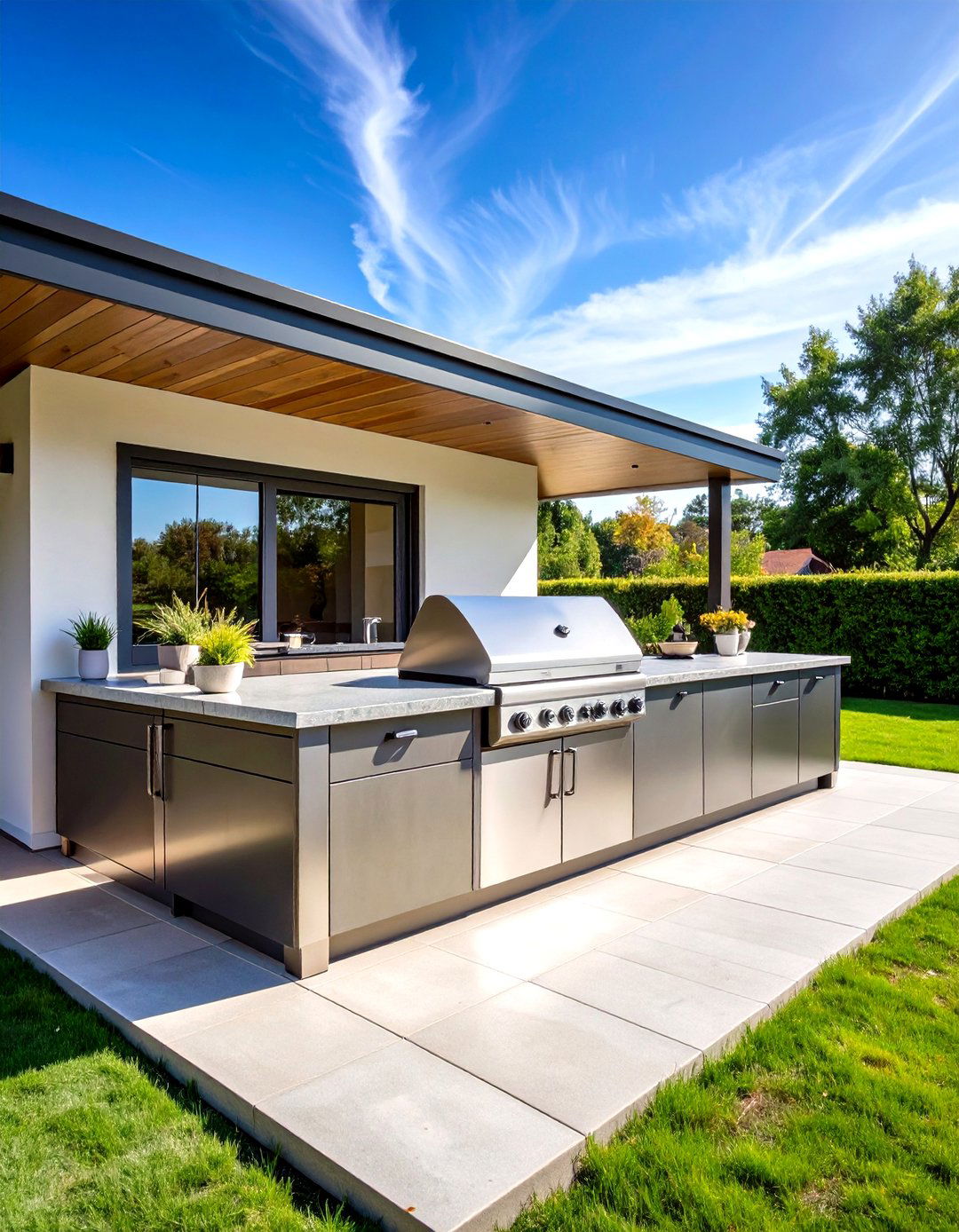 Rectangular Patio with an Outdoor Kitchen - 30 patio layout ideas rectangle
