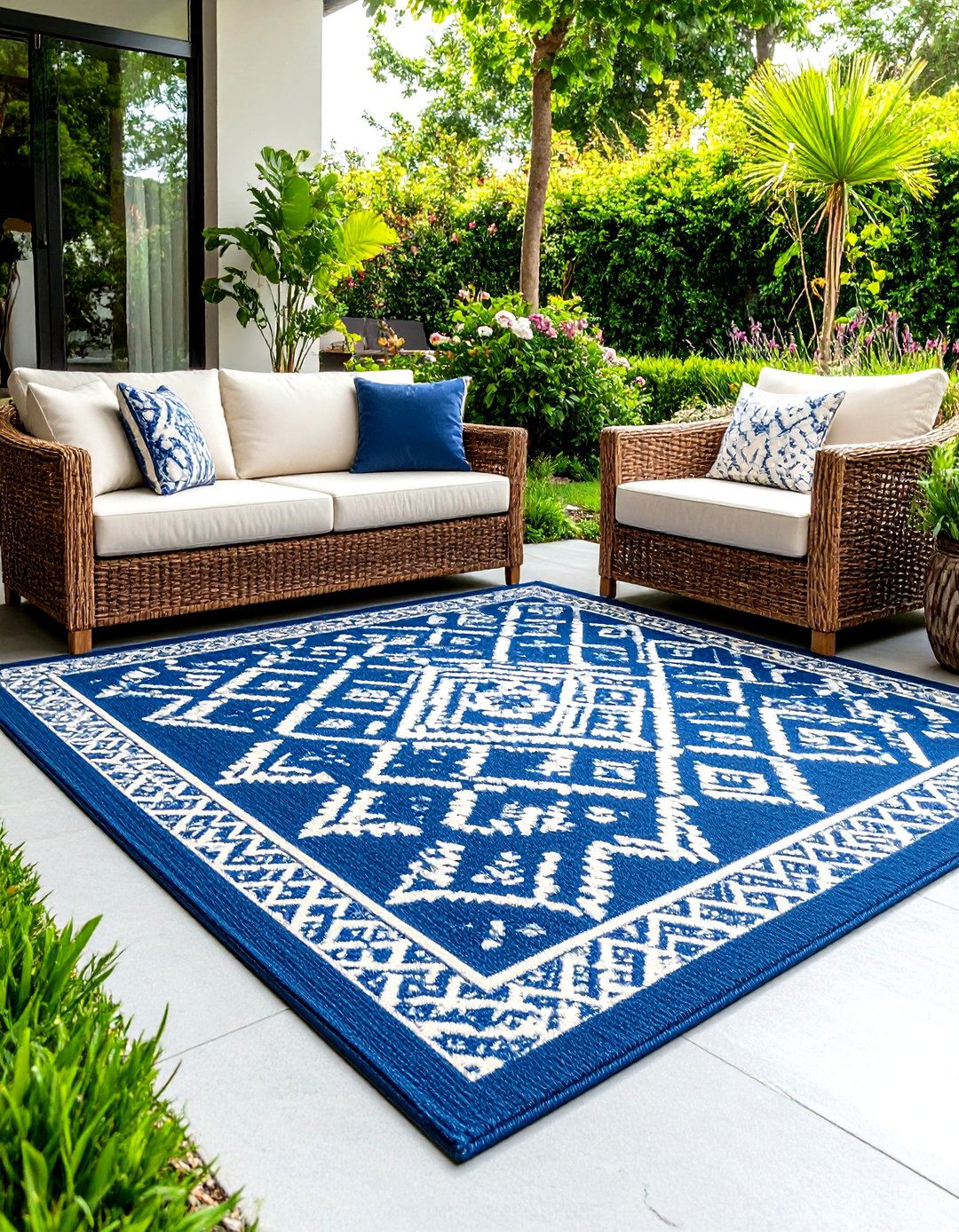 Rectangular Patio with an Outdoor Rug - 30 patio layout ideas rectangle