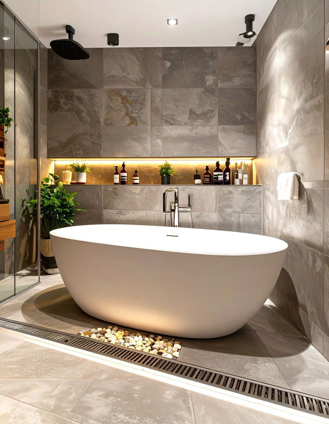 Rectangular Tub with Geometric Tile Surround - 30 tub in shower design ideas