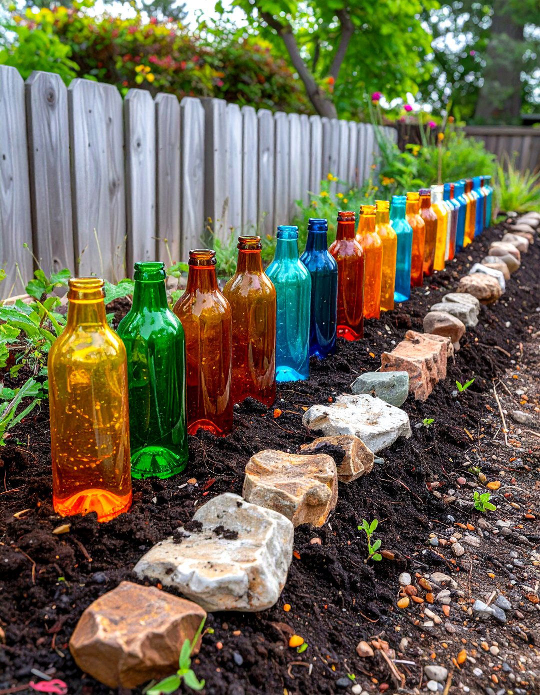 Recycled Bottle Edging - 30 landscaping edging ideas