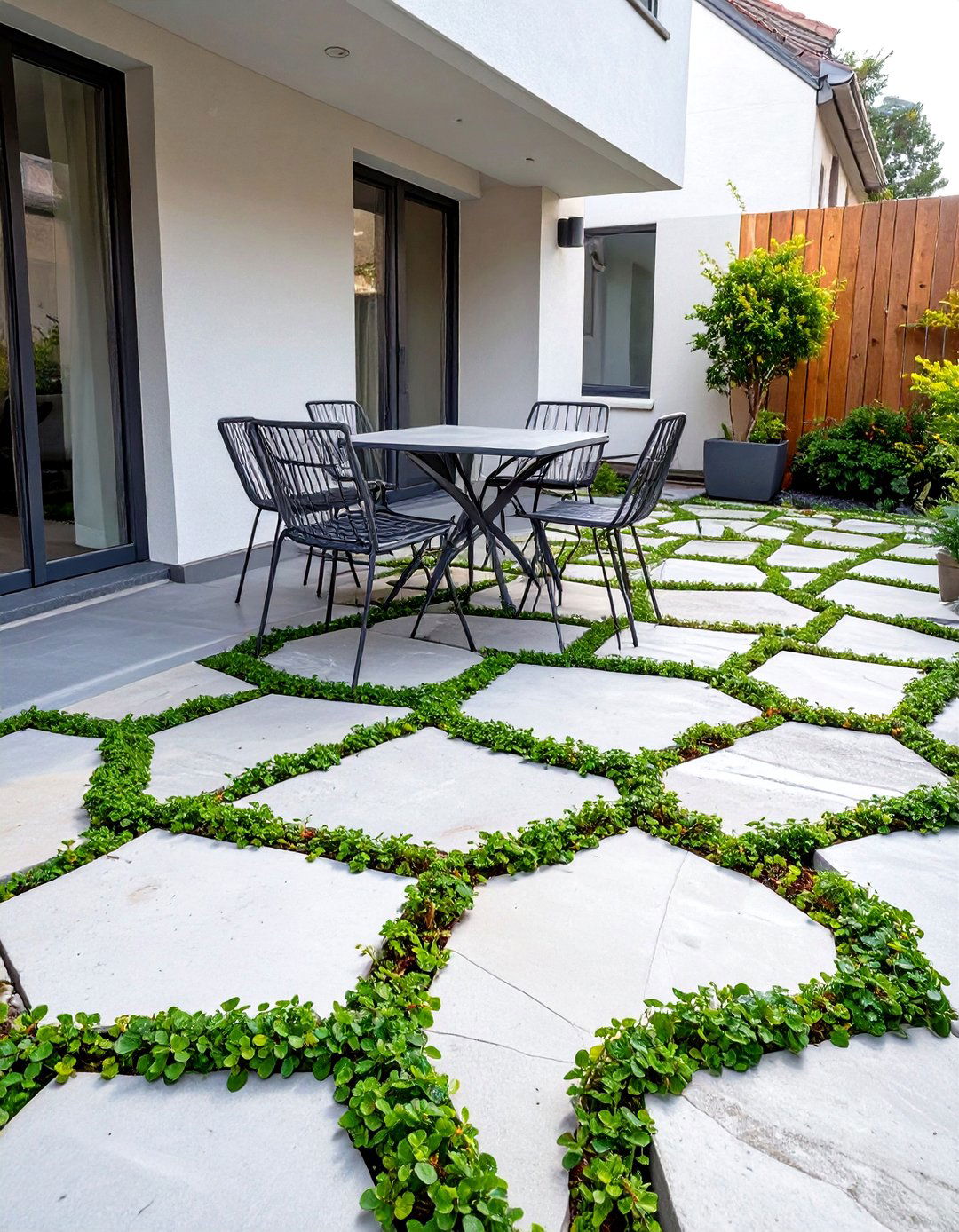 Recycled Concrete Urbanite Patio - 30 stone patio ideas on a budget