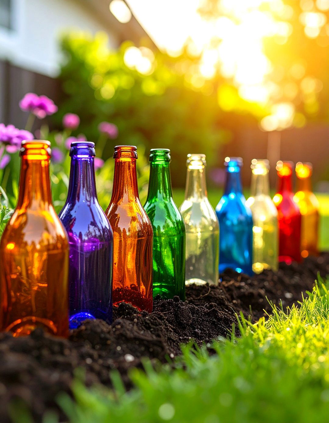 Recycled Glass Bottle Lawn Edging - 30 lawn edging ideas