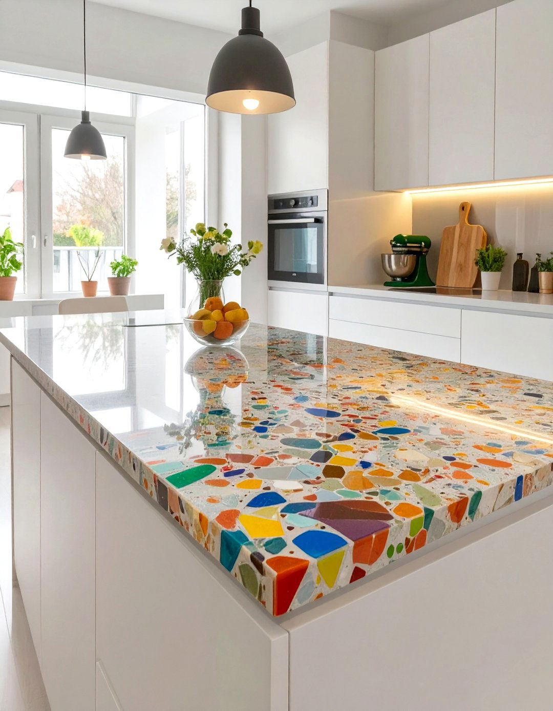 Recycled Glass Countertops in Small Kitchens - 30 small kitchen trends 2025