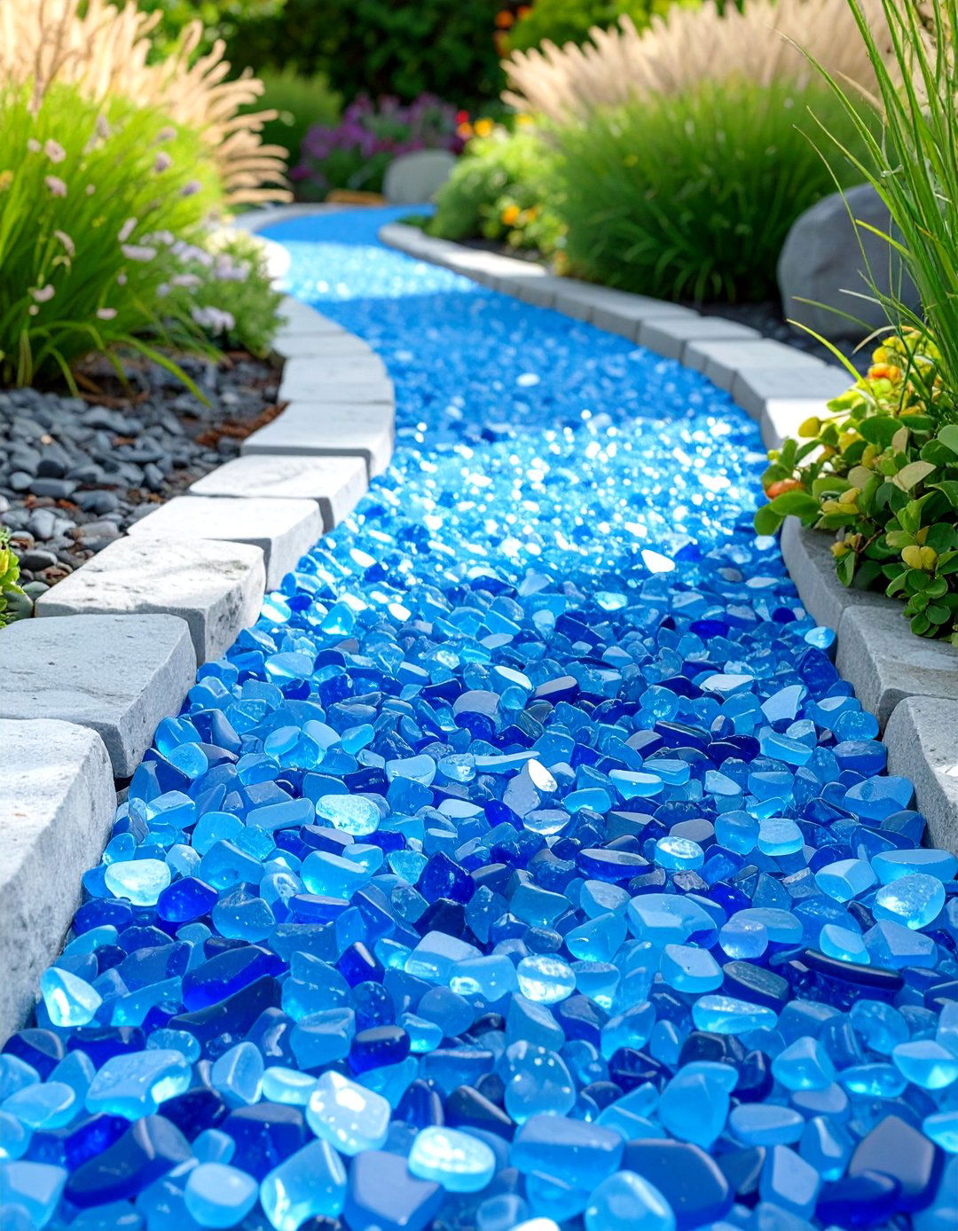 Recycled Glass Garden Path - 30 unique garden path ideas