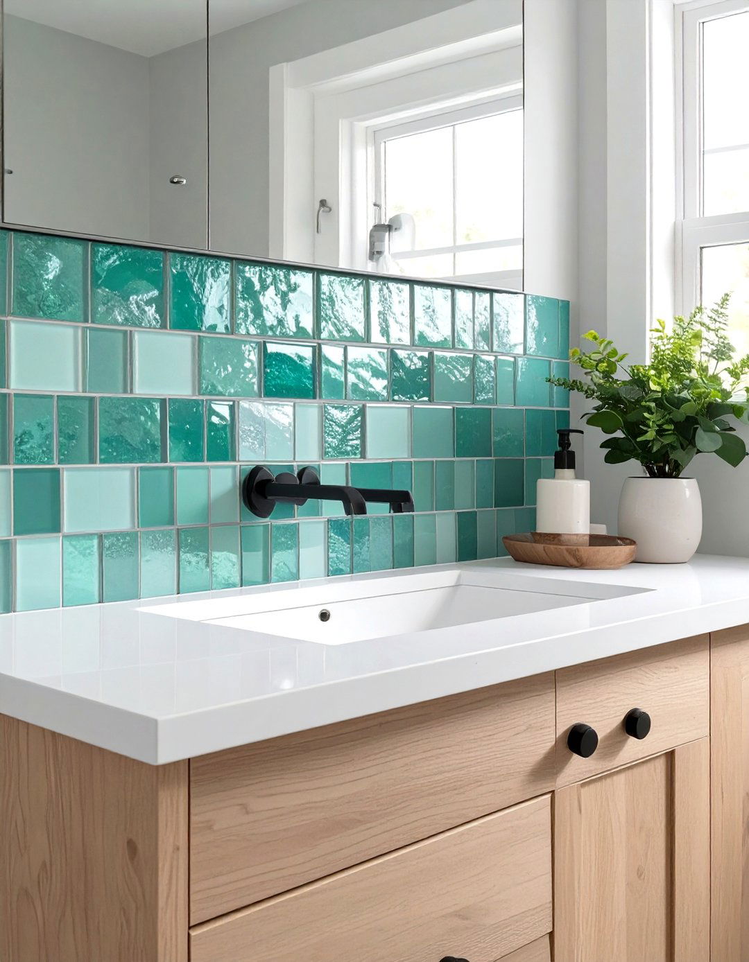 Recycled Glass Mosaic Bathroom Backsplash - 30 cheap bathroom backsplash ideas