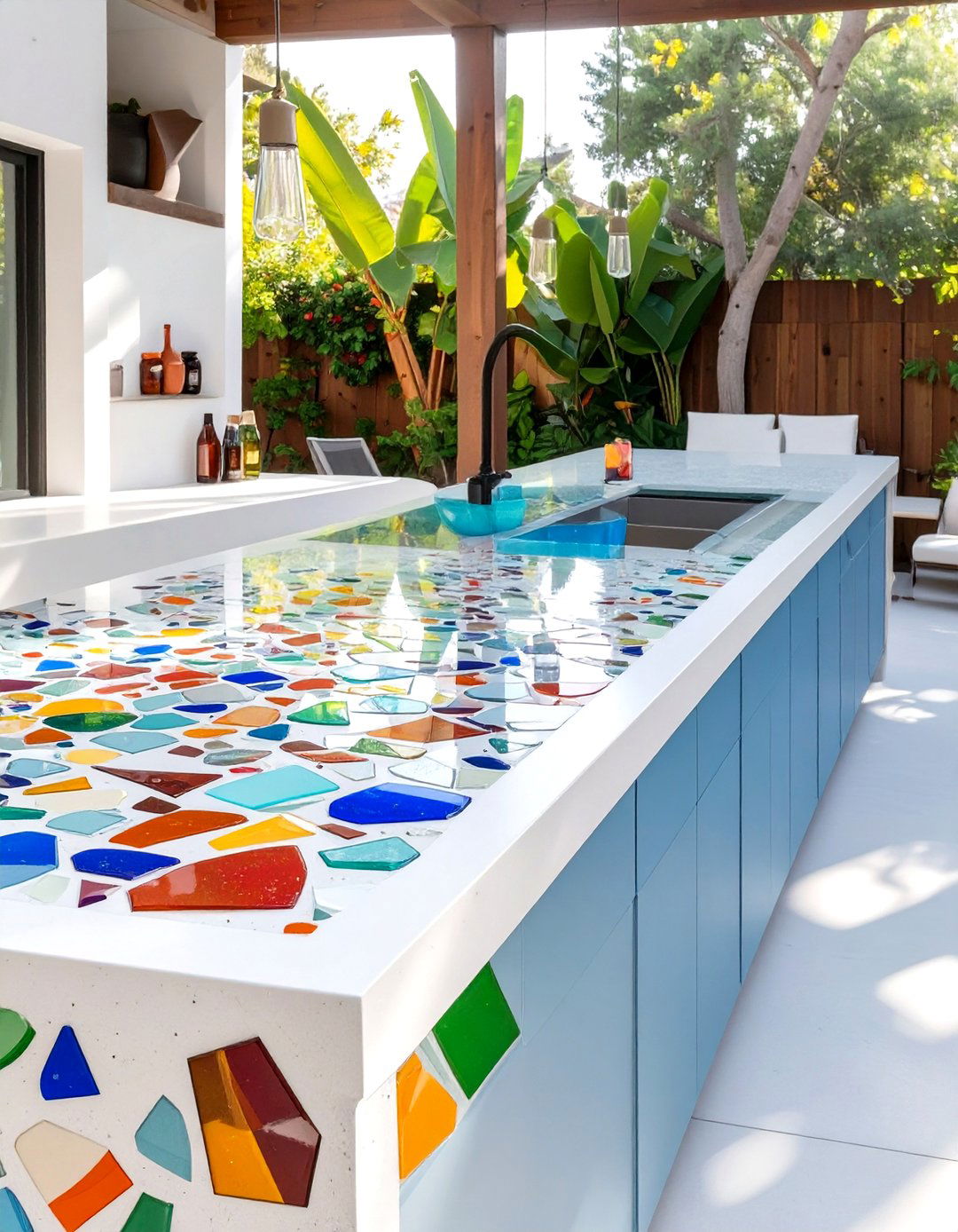Recycled Glass Outdoor Kitchen Countertops - 30 outdoor kitchen countertop ideas