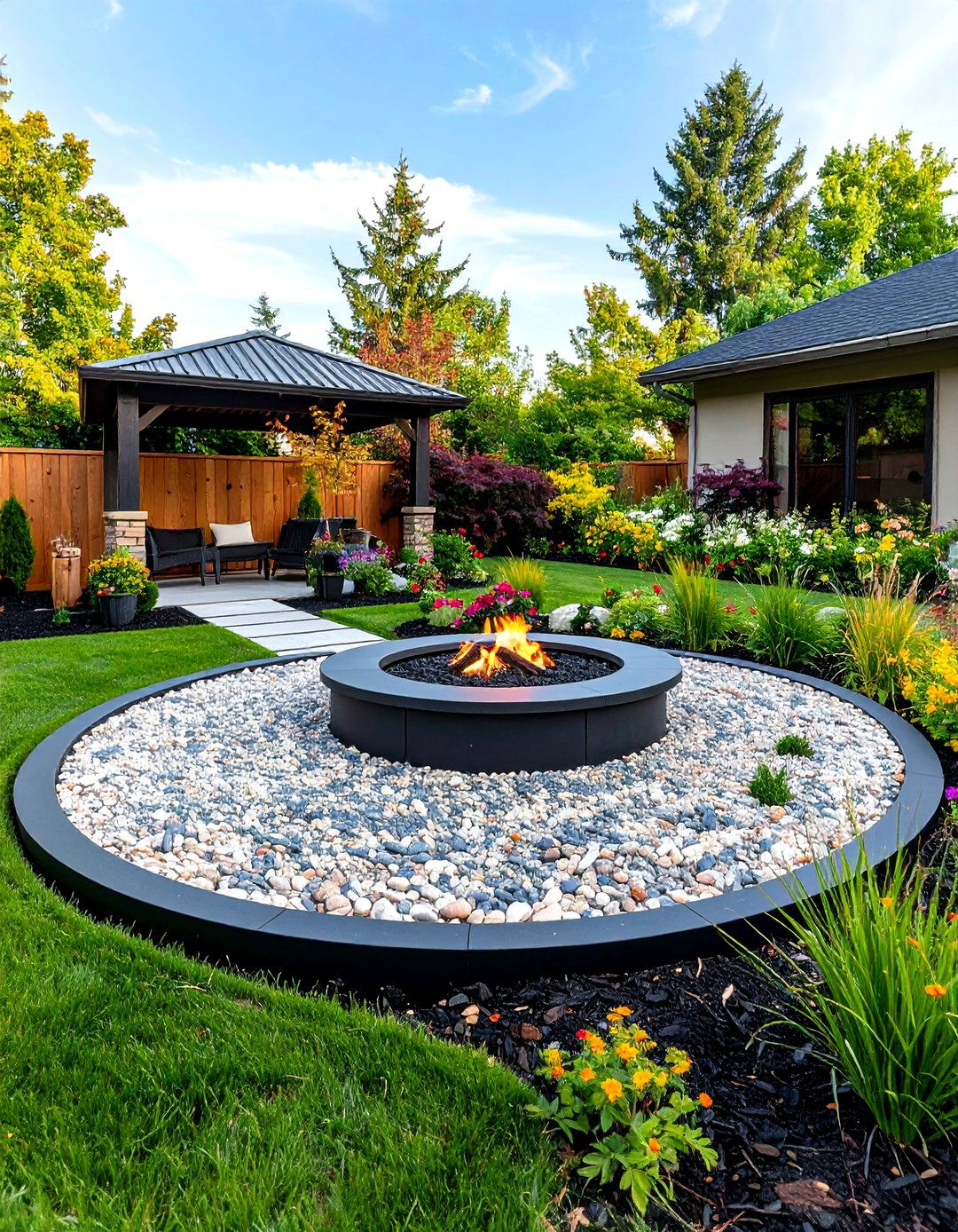 Recycled Rubber Edging for a Pea Gravel Patio - 30 pea gravel patio edging ideas