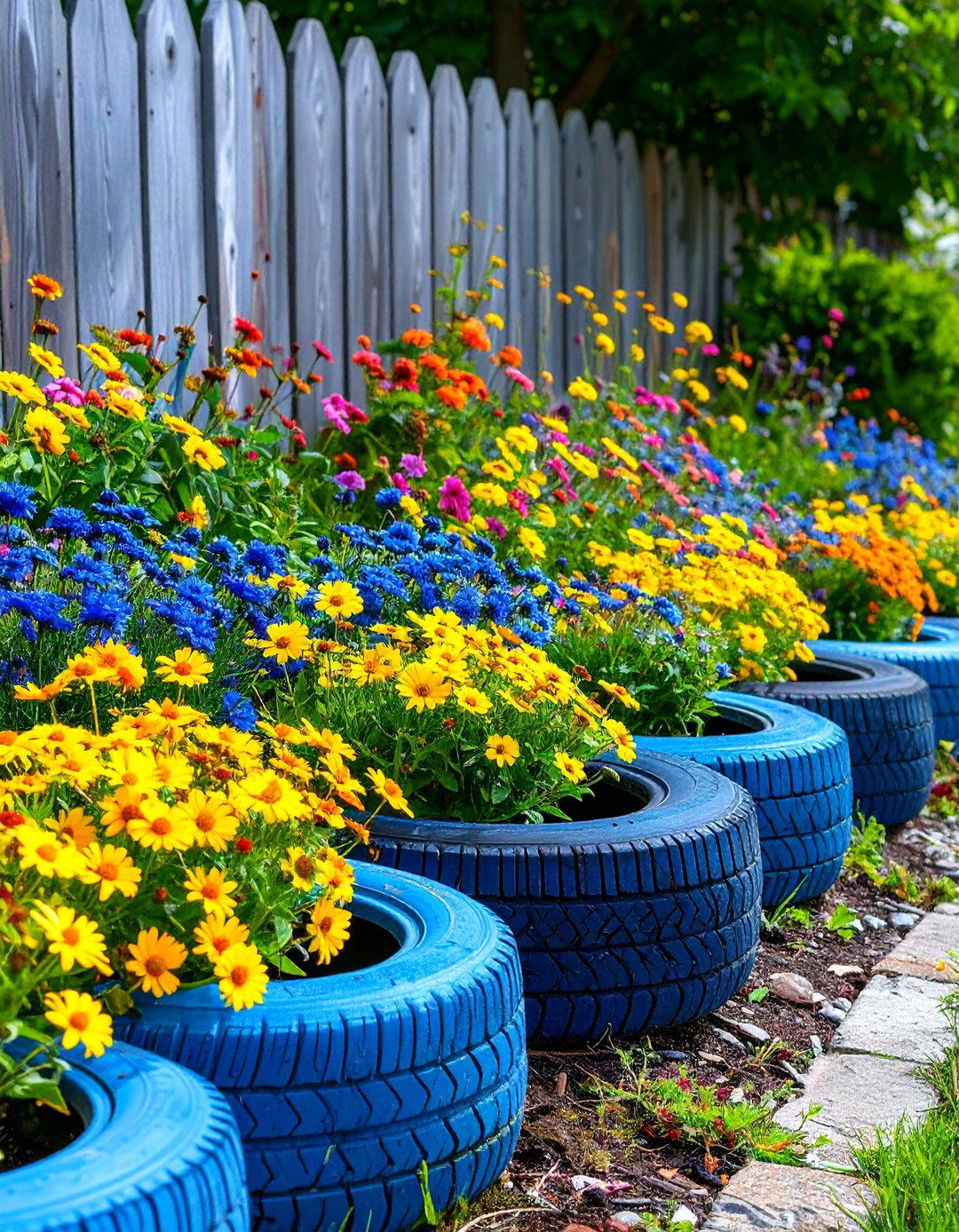 Recycled Tire Garden Edging - 30 inexpensive garden edging ideas