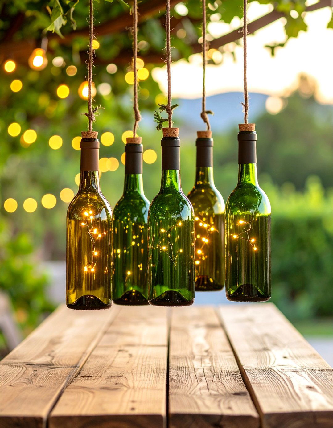 Recycled Wine Bottle Lights - 30 patio lights ideas