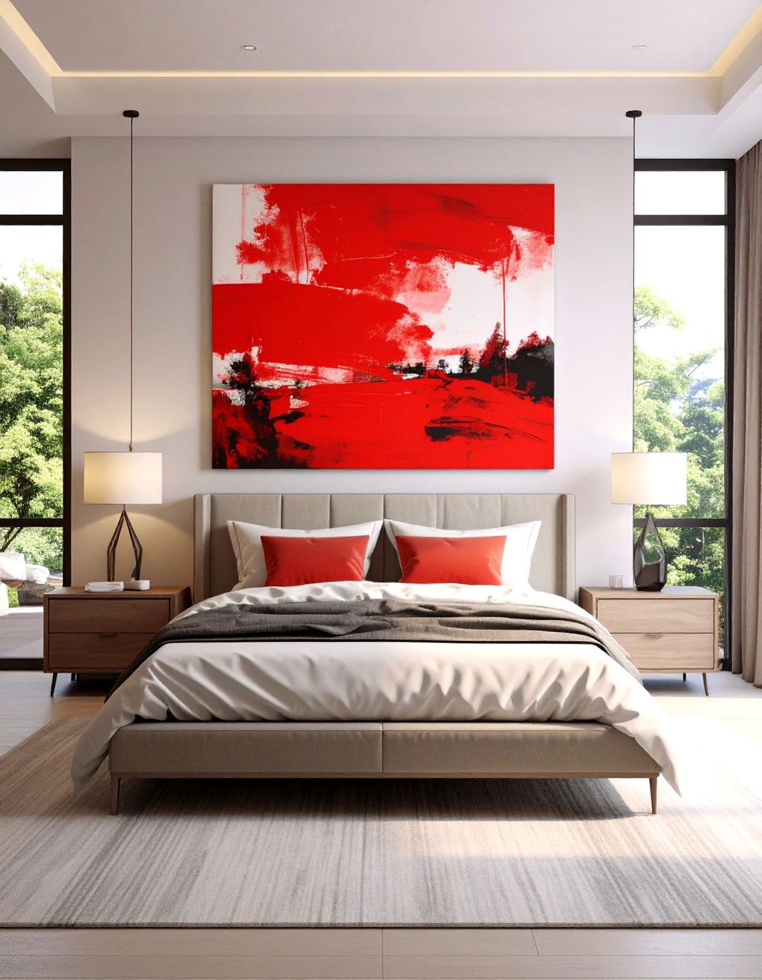 Red Art and Decor Accents - 30 red bedroom ideas