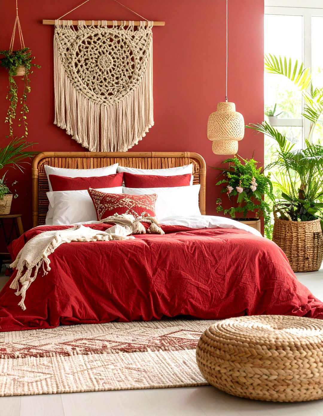 Red Bohemian Bedroom - 30 red bedroom ideas