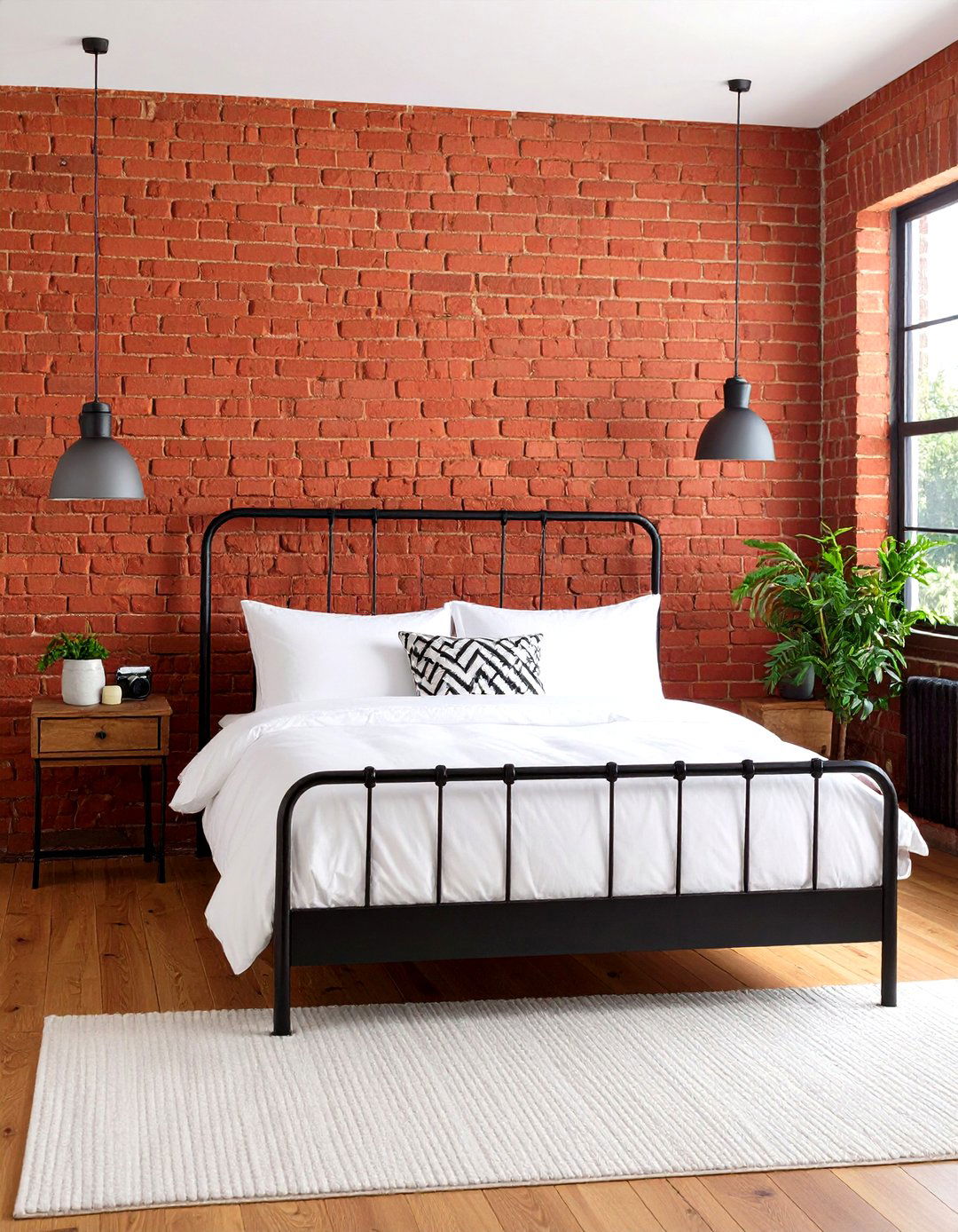 Red Brick Exposed Wall Bedroom - 30 red bedroom ideas