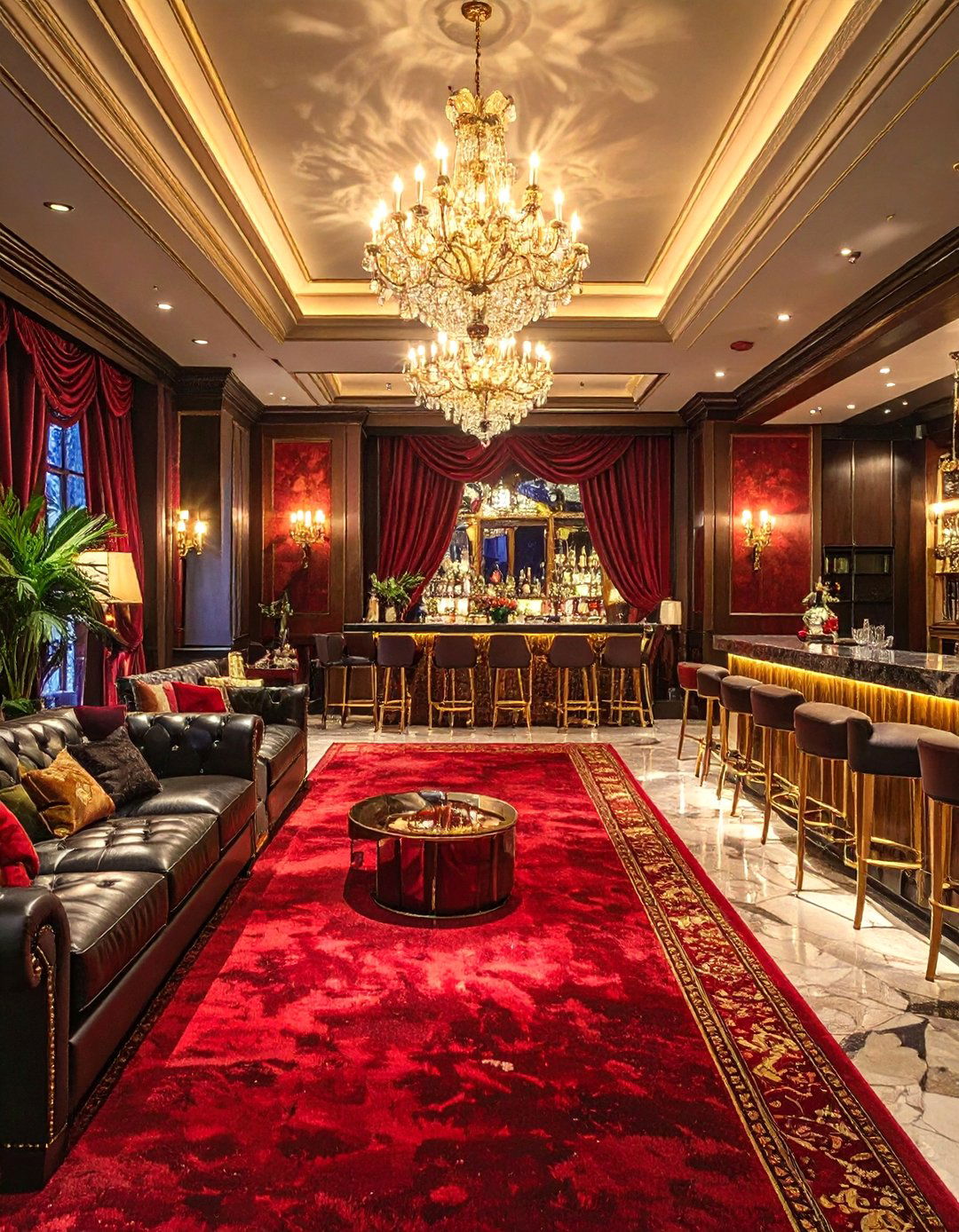 Red Carpet for a Bold Entertainment Space - 30 basement carpet ideas