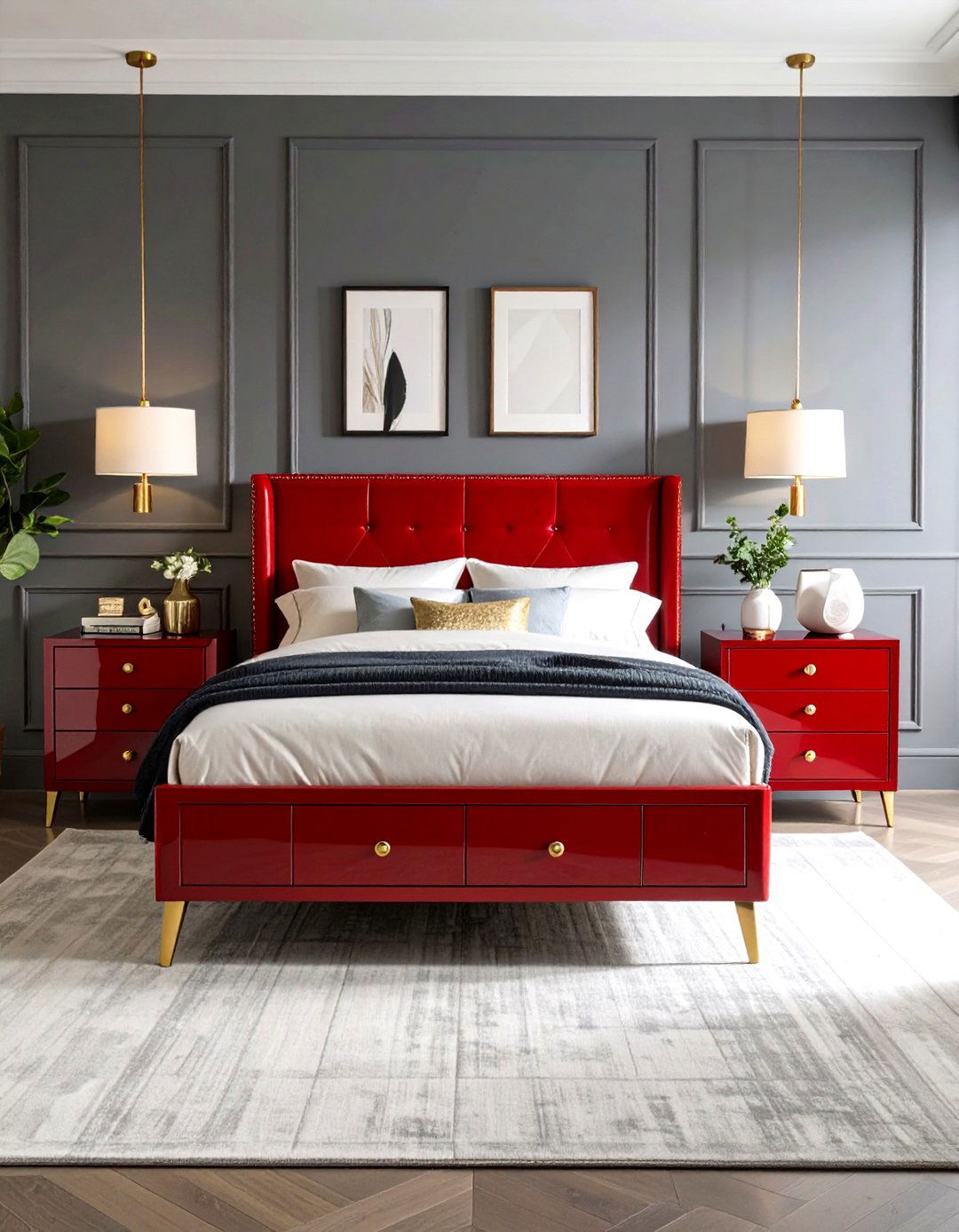 Red Lacquered Furniture - 30 red bedroom ideas