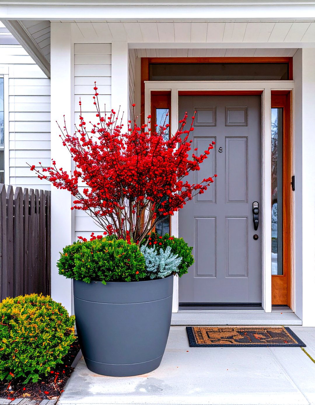 Red Twig Dogwood Winter Planter - 30 outdoor winter planter ideas