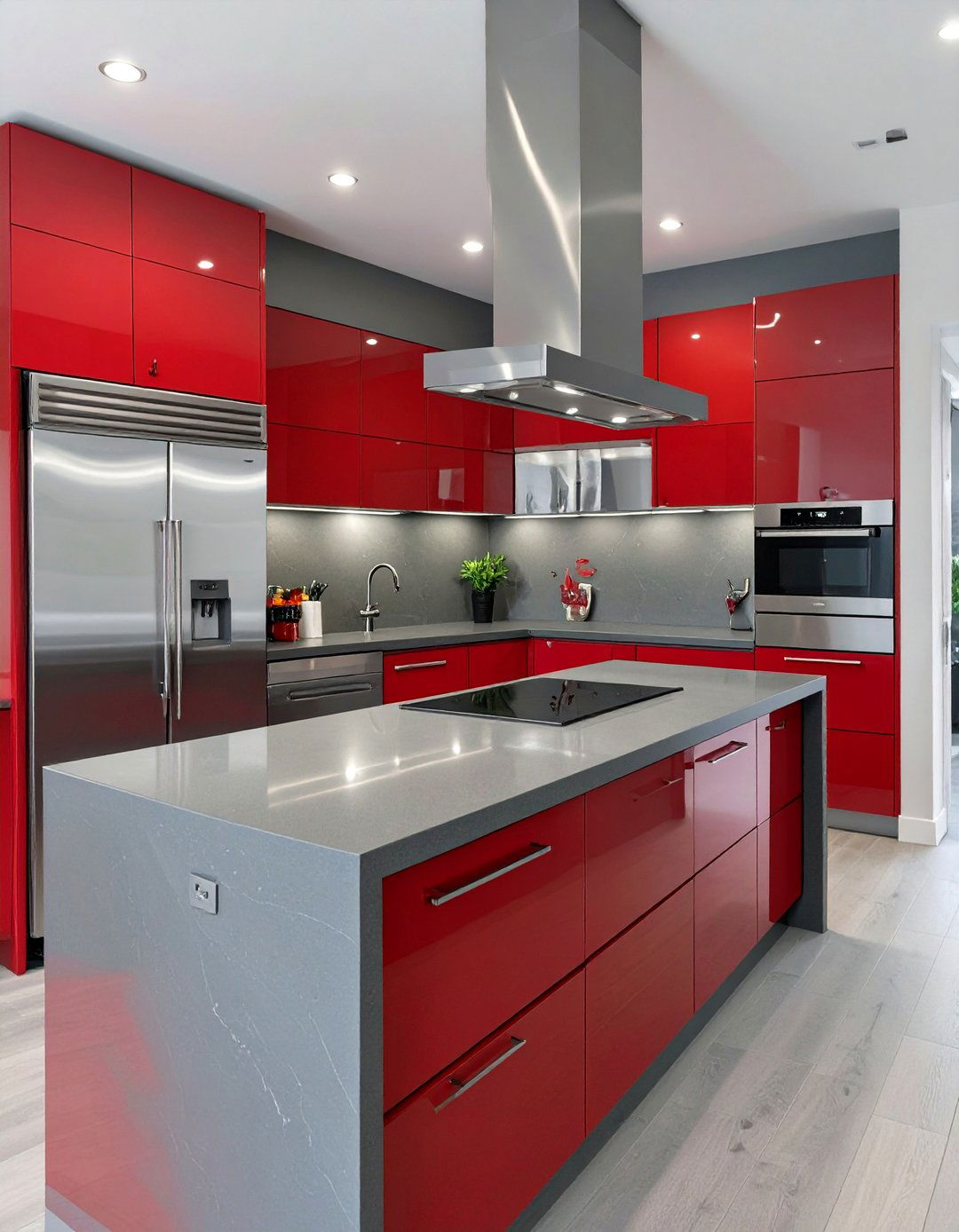 Red and Gray Modern Kitchen - 30 colorful kitchen ideas