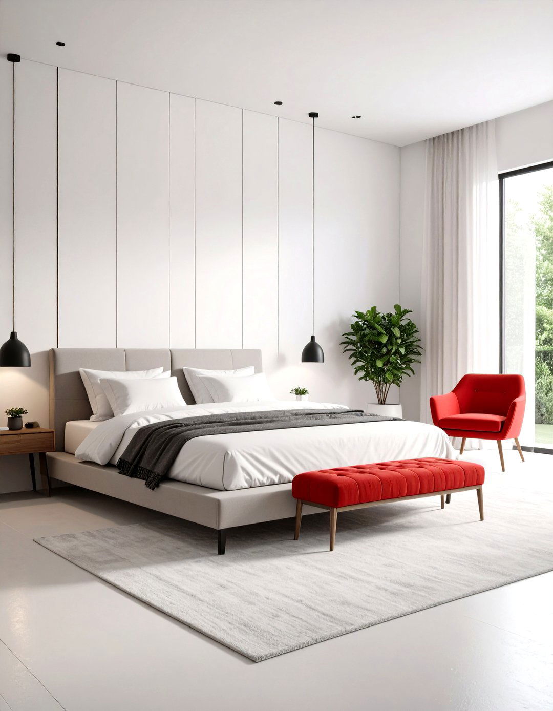 Red and White Minimalist Bedroom - 30 red bedroom ideas