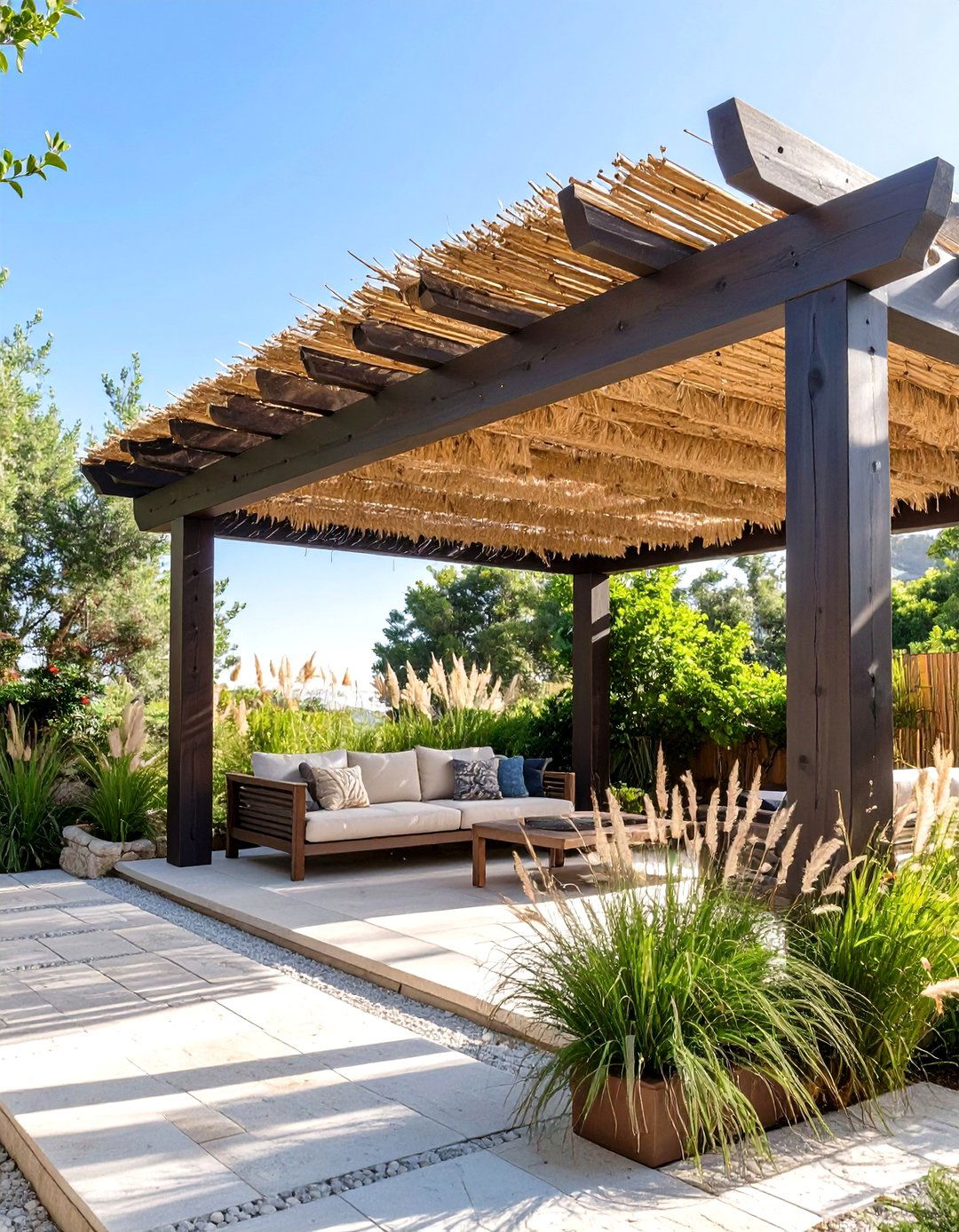 Reed or Willow Fencing Topper - 30 cheap patio cover ideas