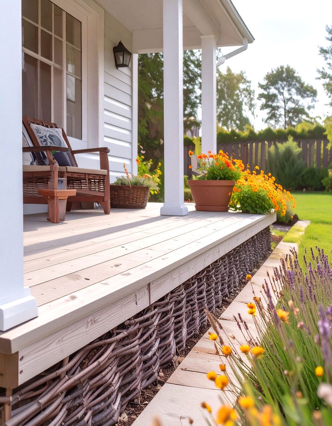 Reed or Willow Rolled Fencing - 30 inexpensive deck skirting ideas