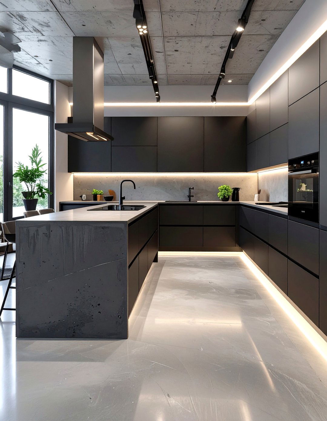 Refined Industrial Kitchen with Polished Concrete - 30 industrial kitchen design ideas