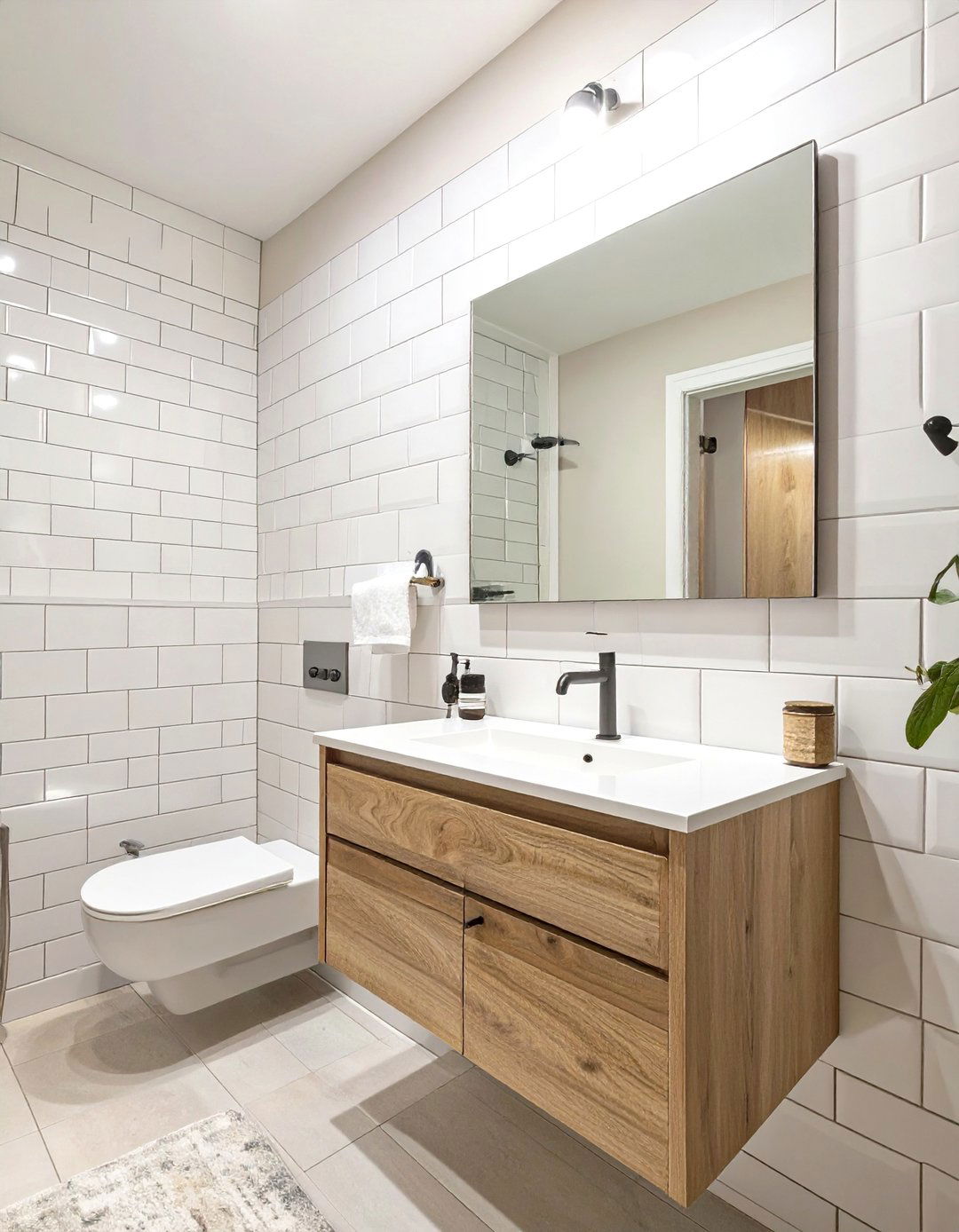 Reflective Glossy White Tiles - 30 bathroom tile ideas for small bathrooms