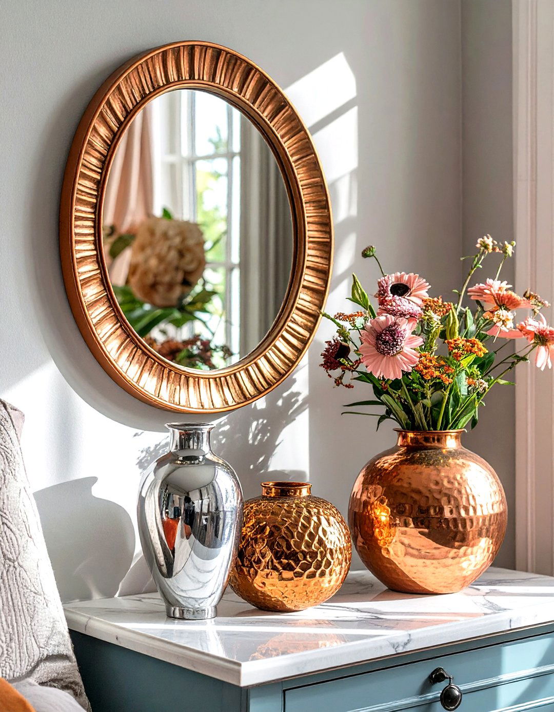 Reflective Metallic Decor Accents - 30 small room decor ideas