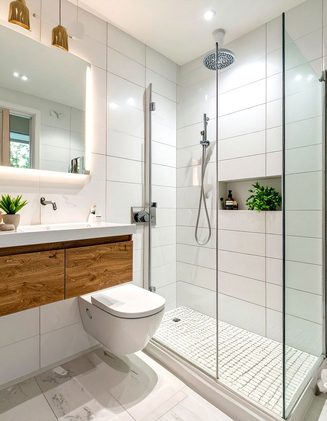 Reflective Shower Wall Tiles - 30 shower small bathroom ideas